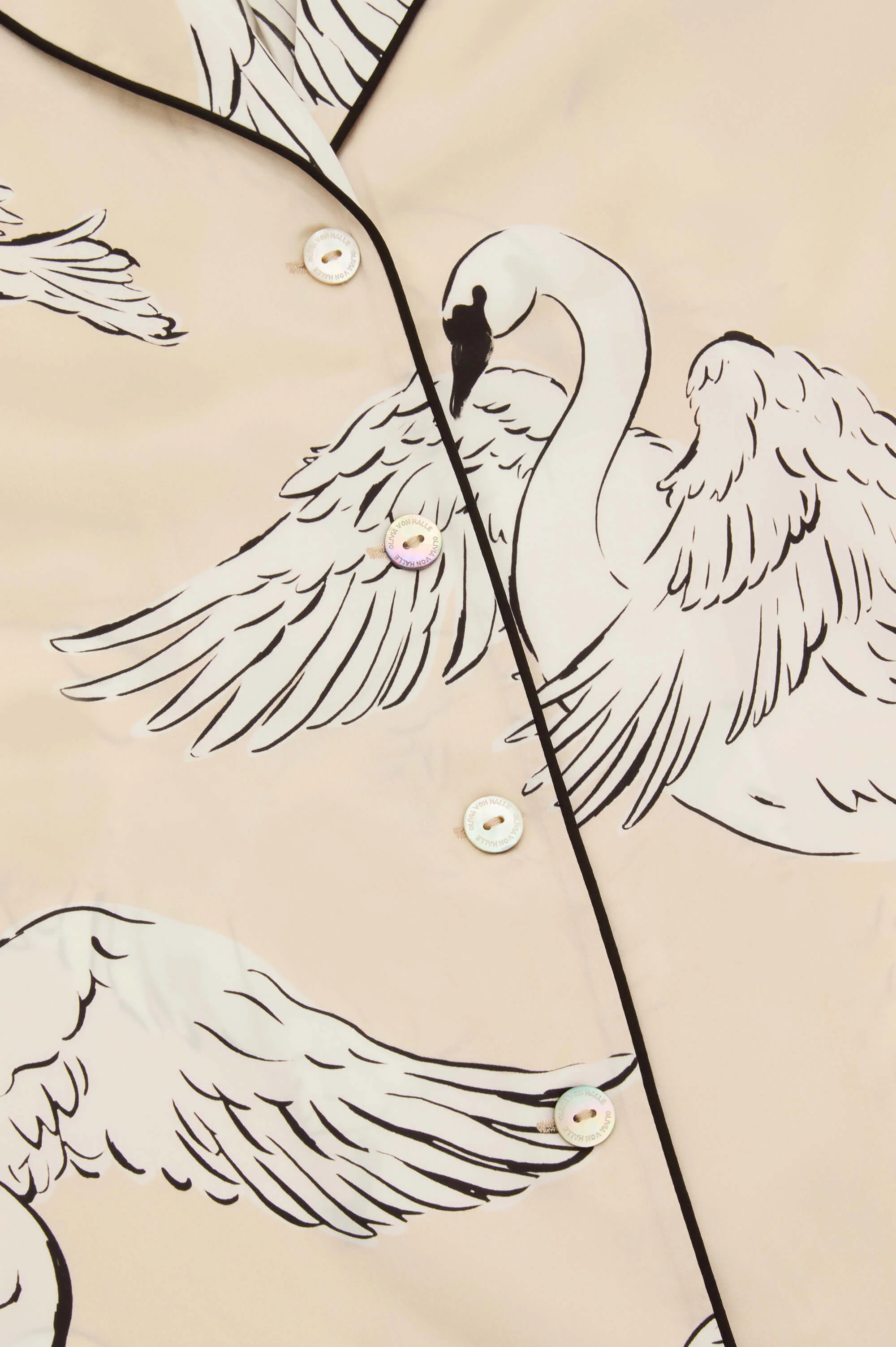 Alba Blanca Cream Swan Pyjamas in Silk Satin - Image 7