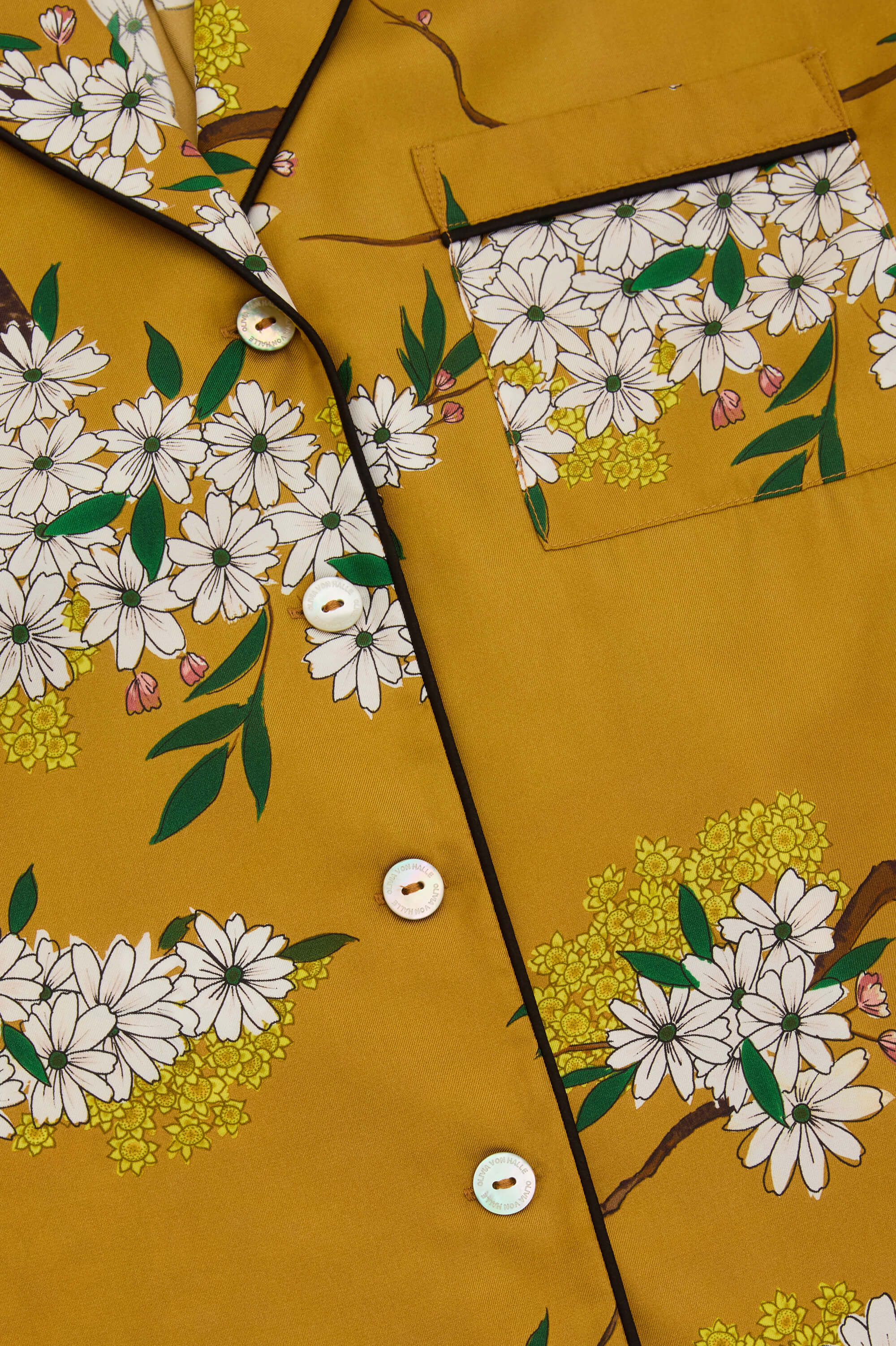 Alba Carmena Yellow Blossom Pyjamas in Silk Twill - Image 7