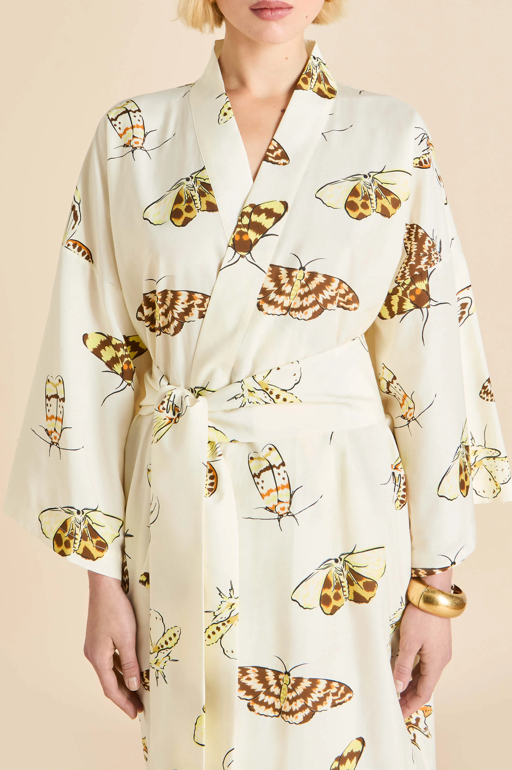 Amaya Opaline Cream Moth Robe in Cotton-Silk - Image 3