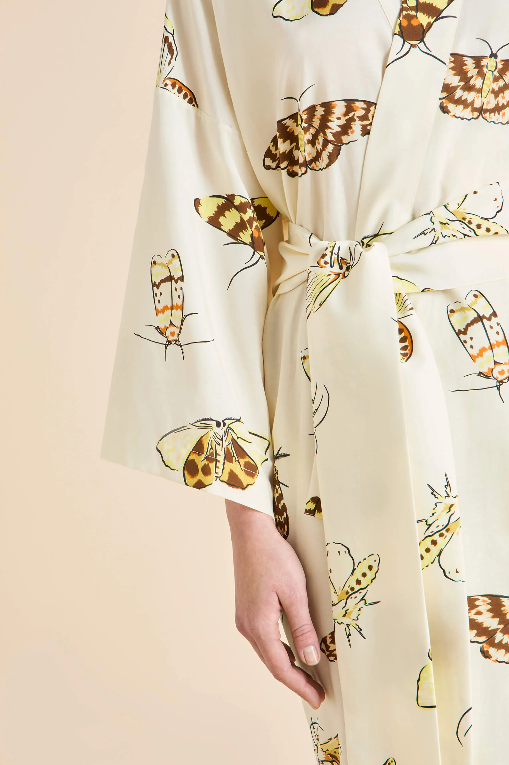 Amaya Opaline Cream Moth Robe in Cotton-Silk - Image 4