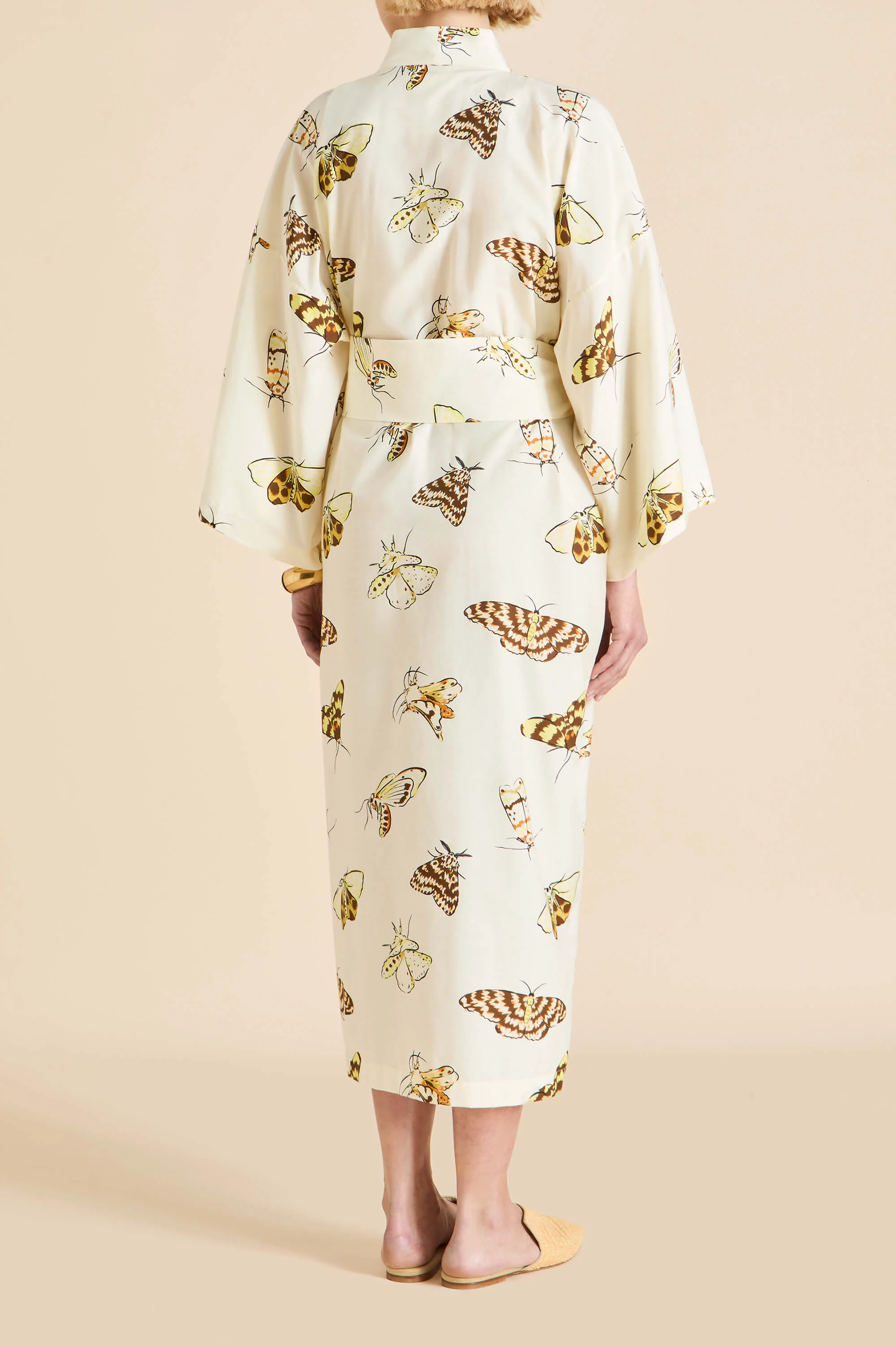 Amaya Opaline Cream Moth Robe in Cotton-Silk - Image 5
