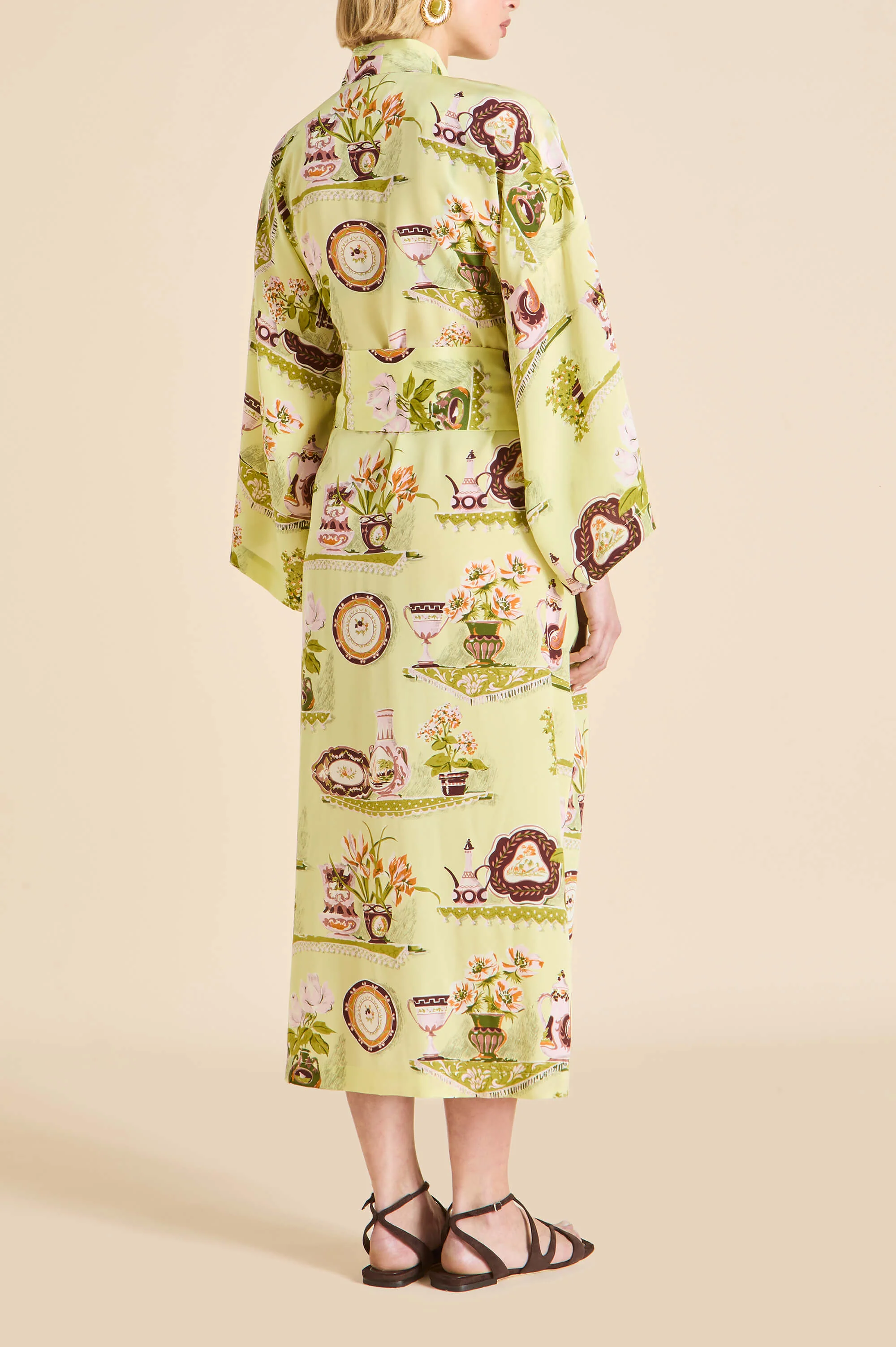 Amaya Aulenti Green Plate Robe in Silk Crêpe de Chine - Image 5