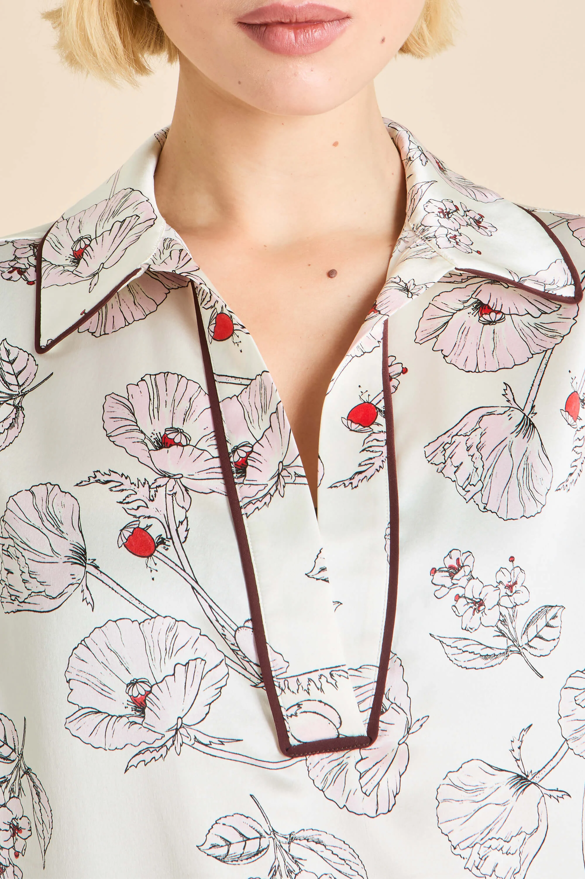 Anita Rosalia Ivory Floral Pyjamas in Silk Satin - Image 3