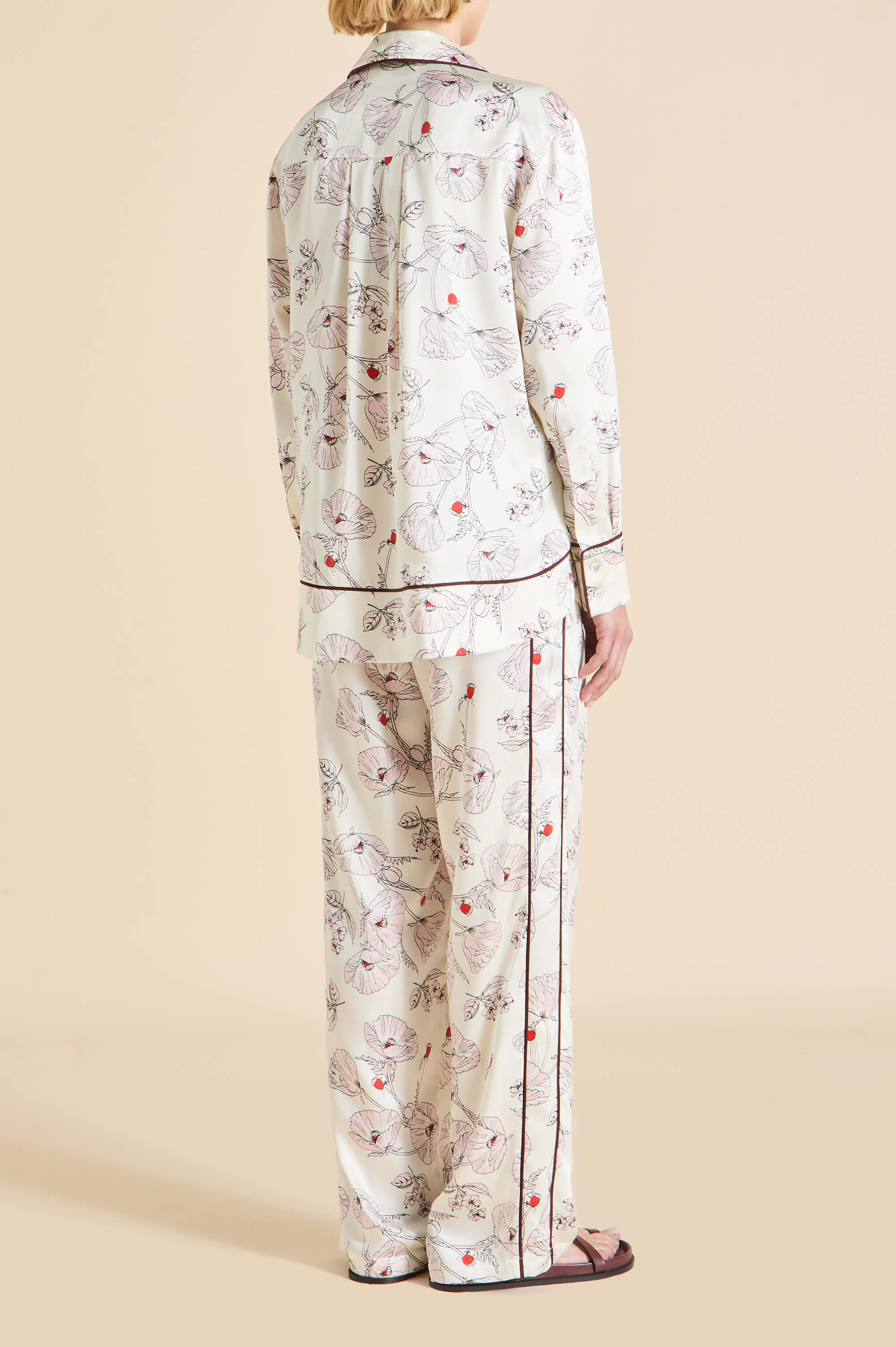 Anita Rosalia Ivory Floral Pyjamas in Silk Satin - Image 5