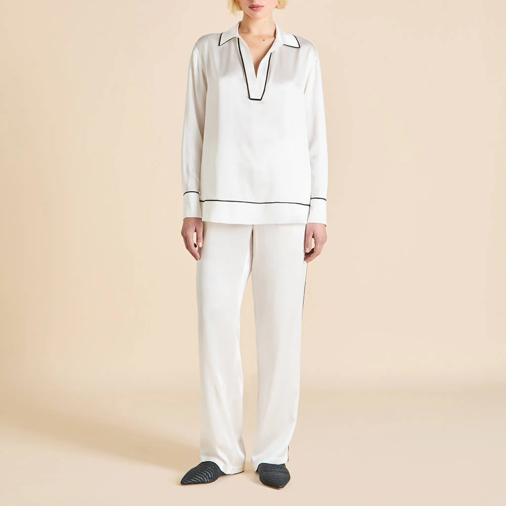 Anita Ivory Pyjamas in Silk Satin - Image 2