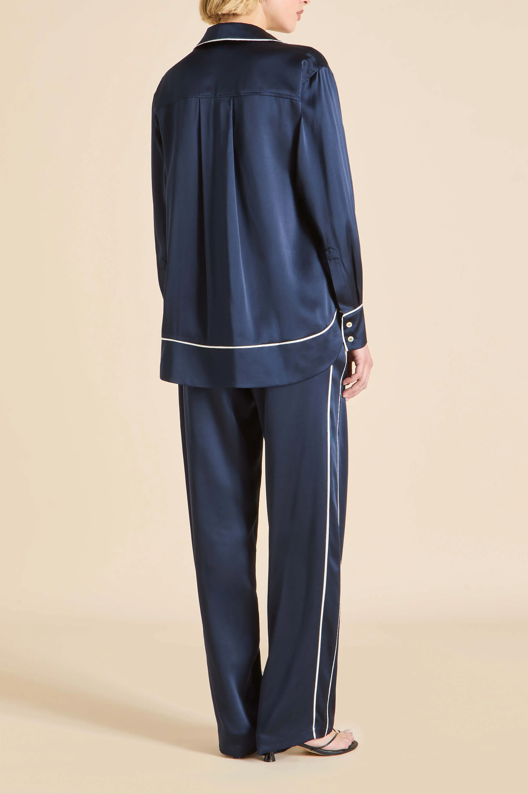 Anita Navy Pyjamas in Silk Satin - Image 5