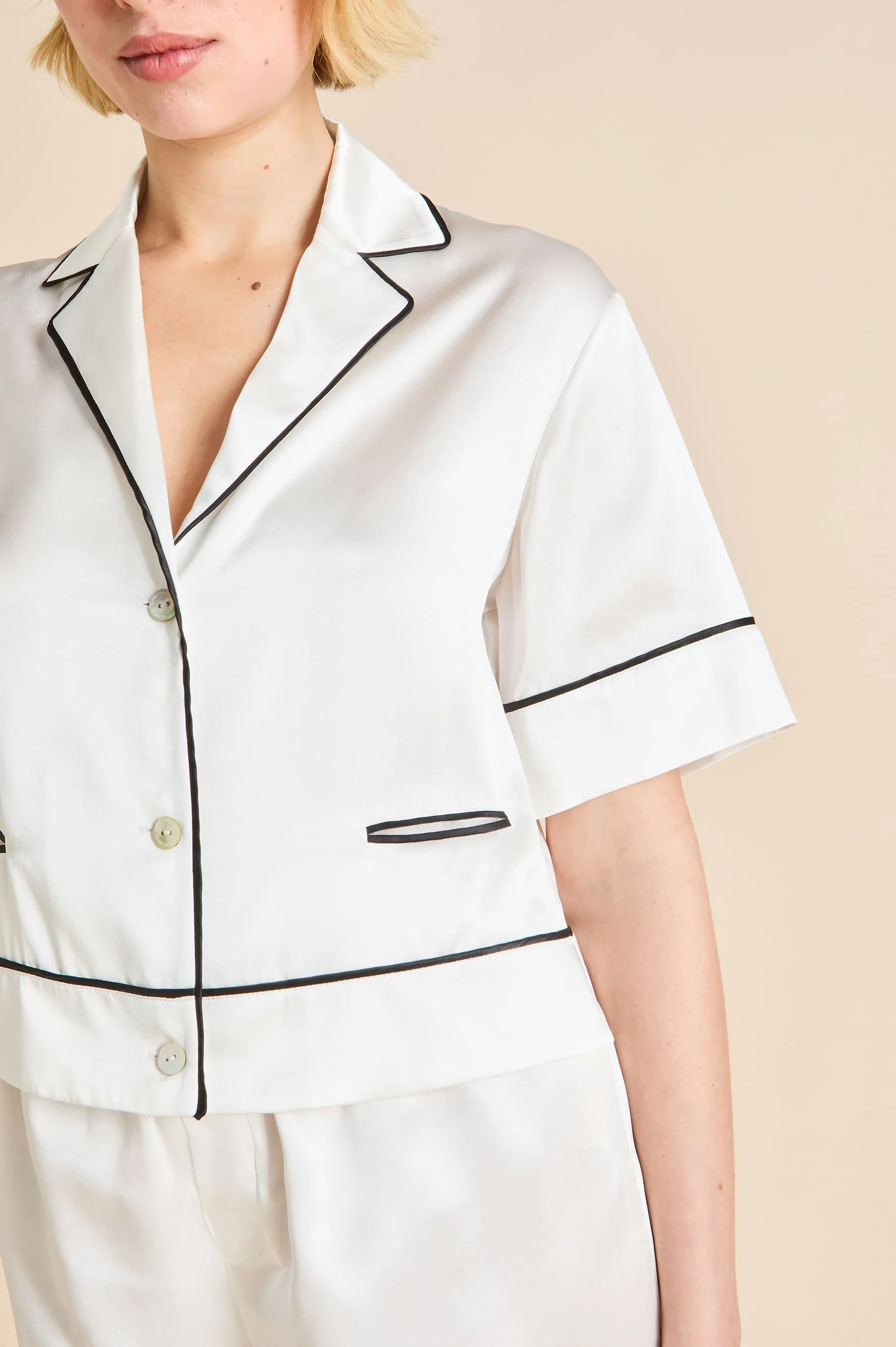 Arletty Ivory Pyjamas in Silk Satin - Image 4