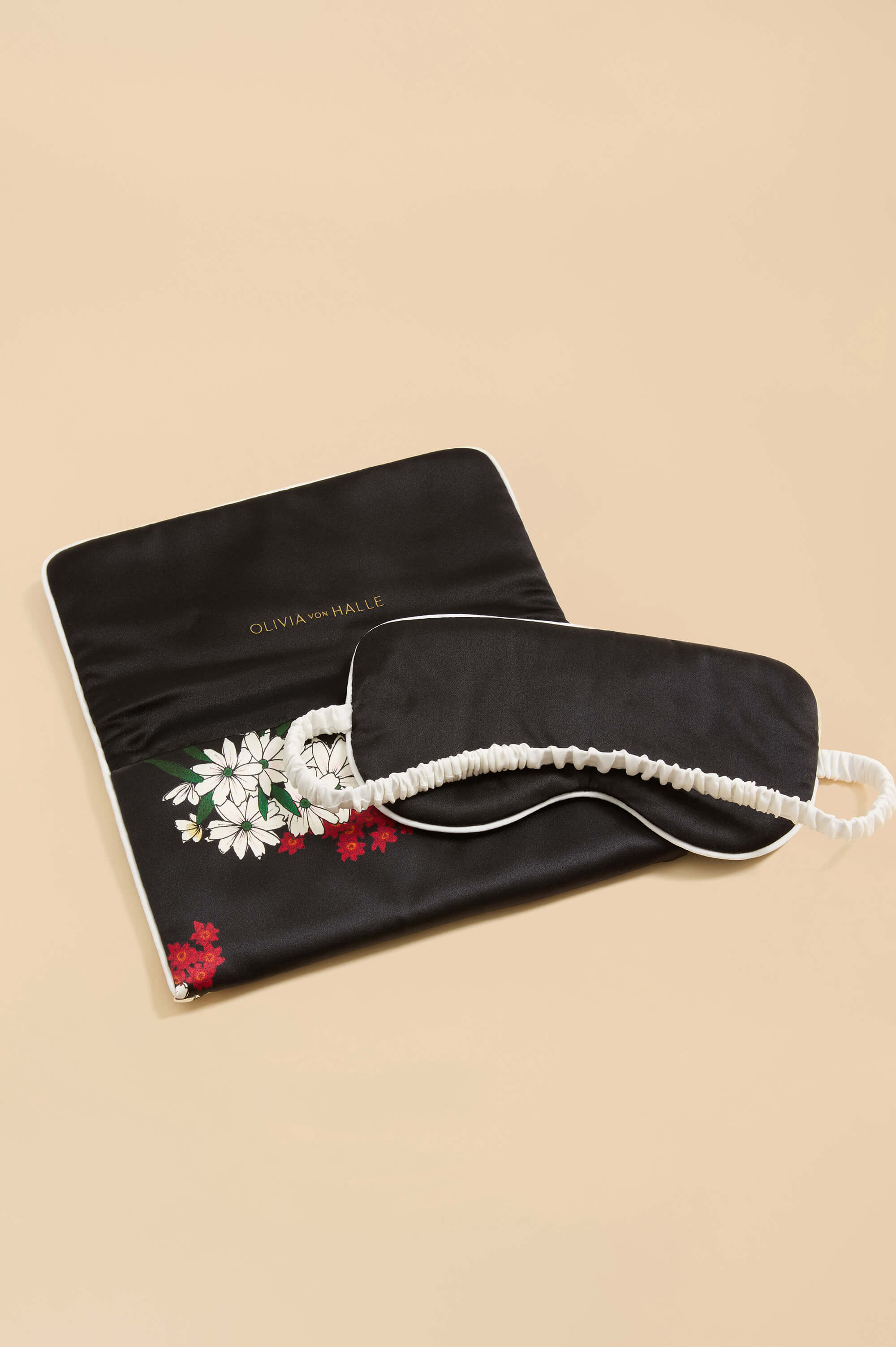 Audrey René Black Blossom Eye Mask in Silk Satin - Image 3