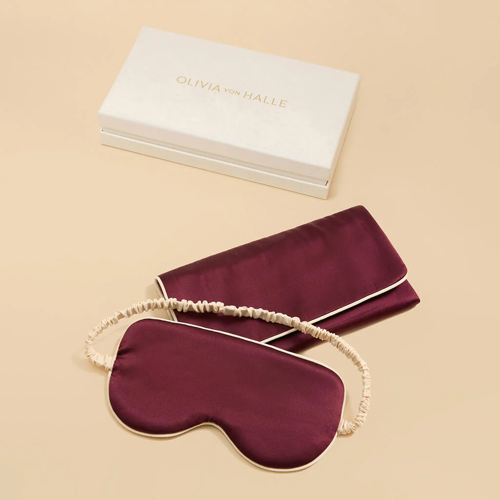 Audrey Burgundy Eye Mask in Silk Satin - Image 2