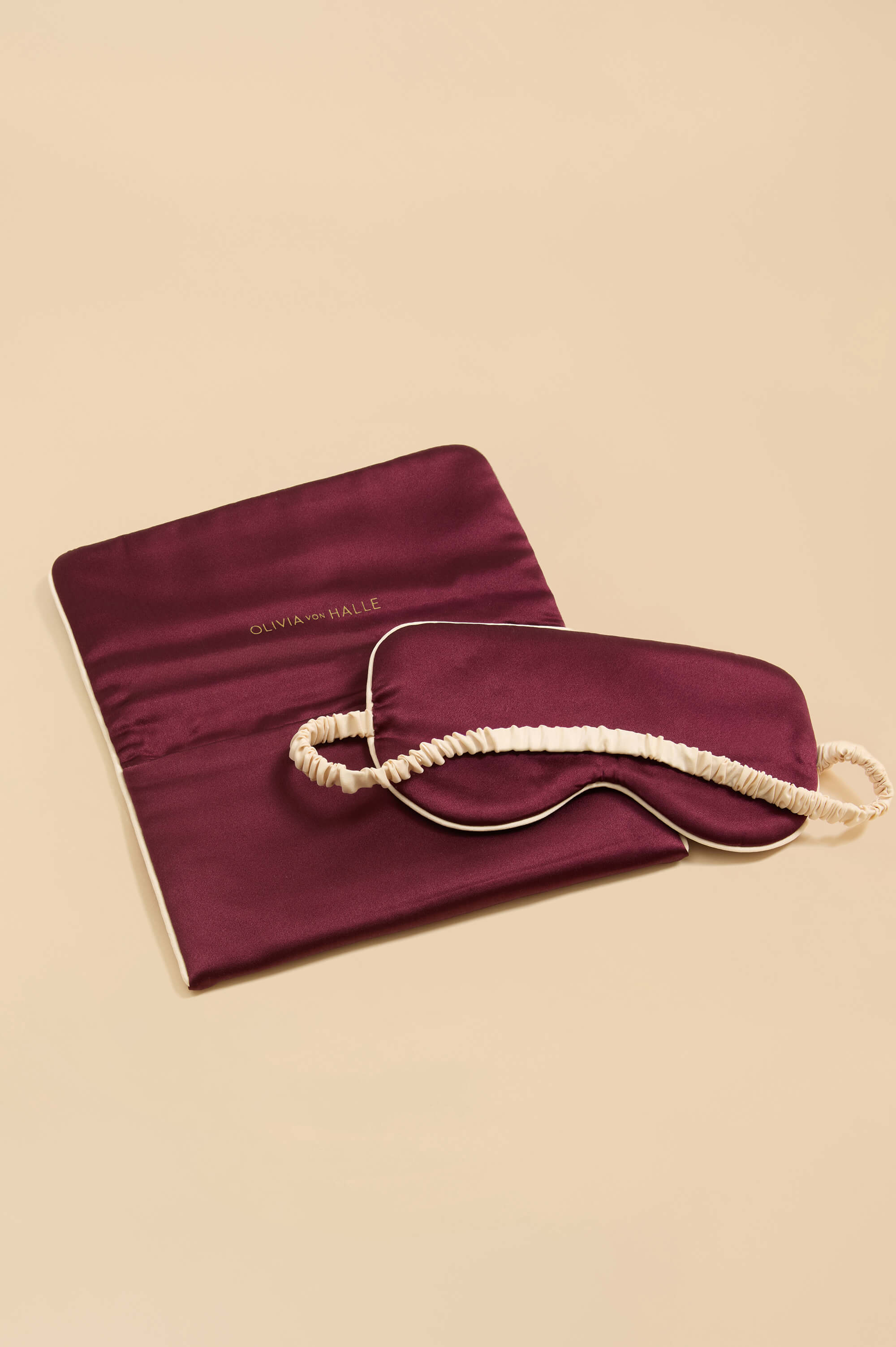 Audrey Burgundy Eye Mask in Silk Satin - Image 3