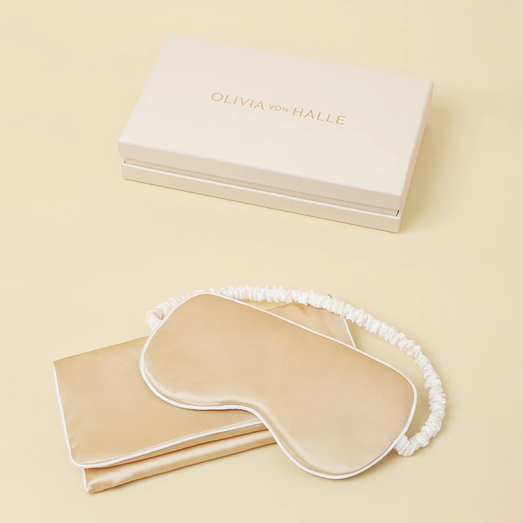 Audrey Caramel Eye Mask in Silk Satin - Image 2