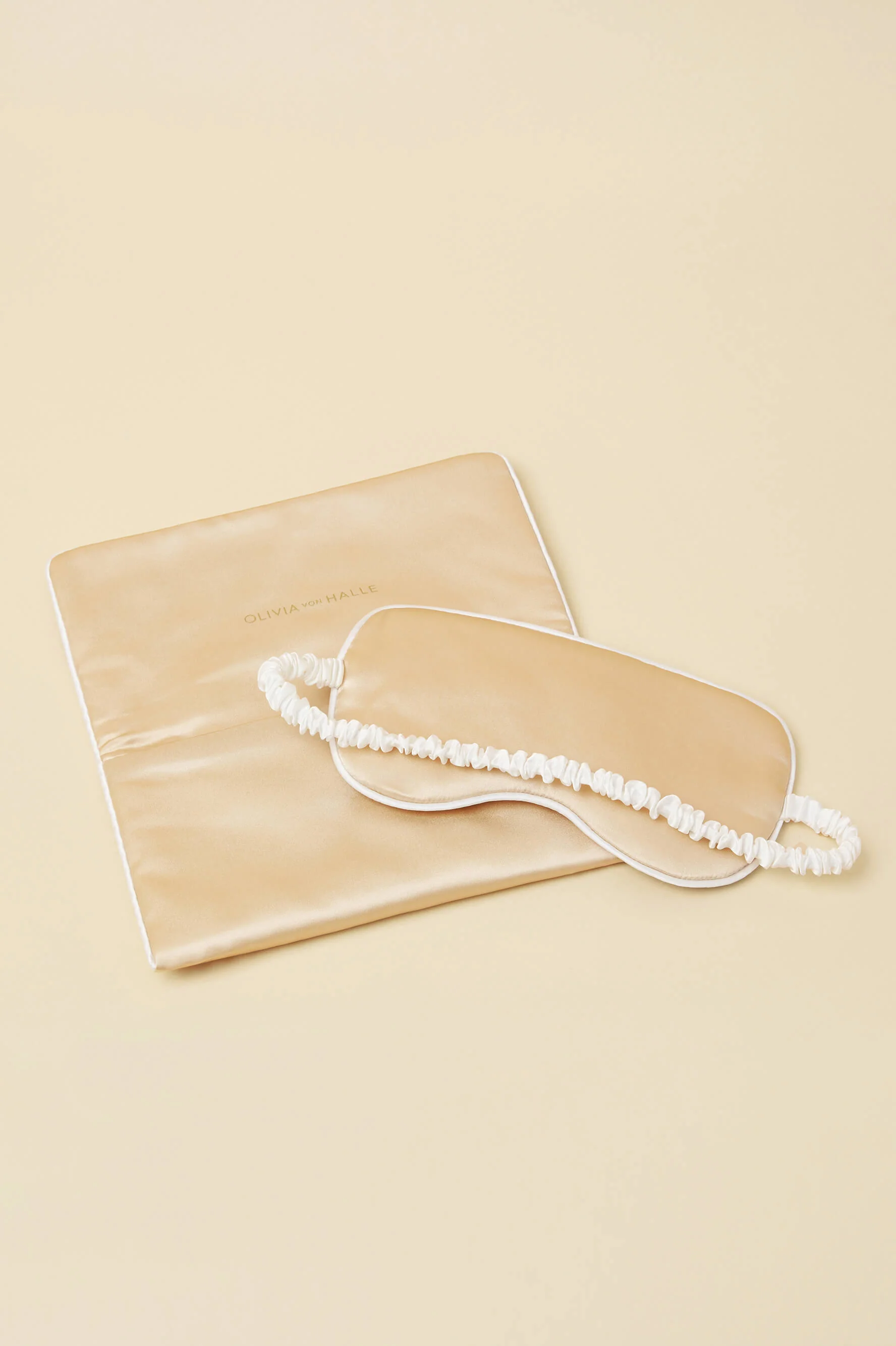 Audrey Caramel Eye Mask in Silk Satin - Image 3