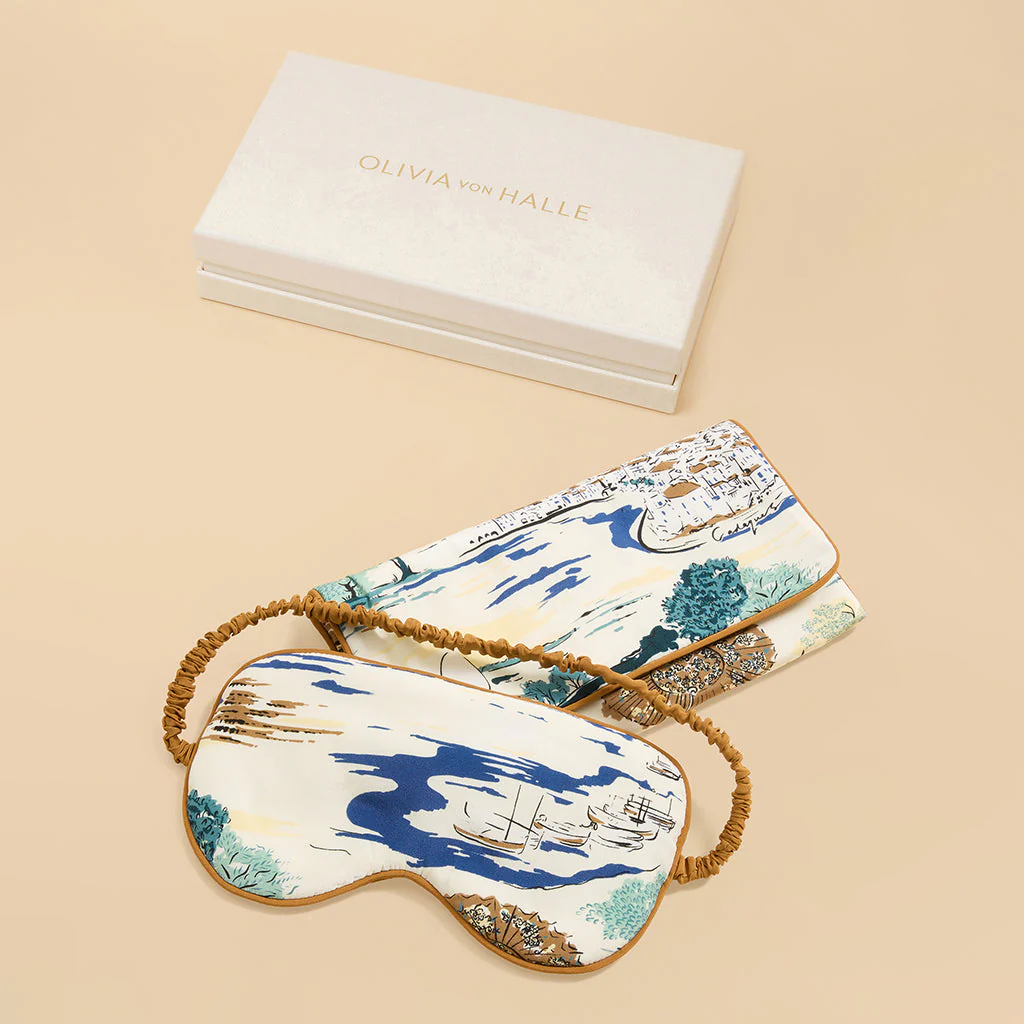 Audrey Cadaqués Cream Landscape Eye Mask in Silk Crêpe de Chine - Image 2