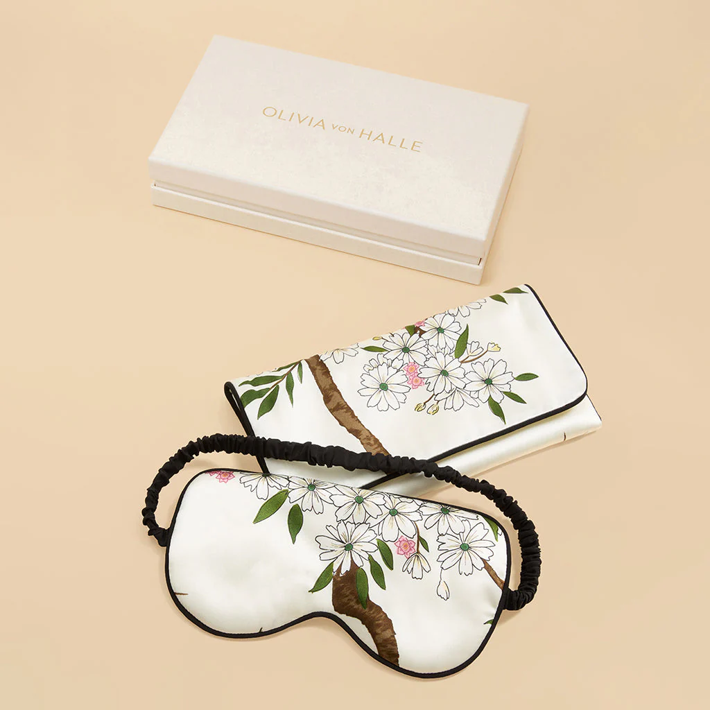Audrey Ana Ivory Blossom Eye Mask in Silk Satin - Image 2