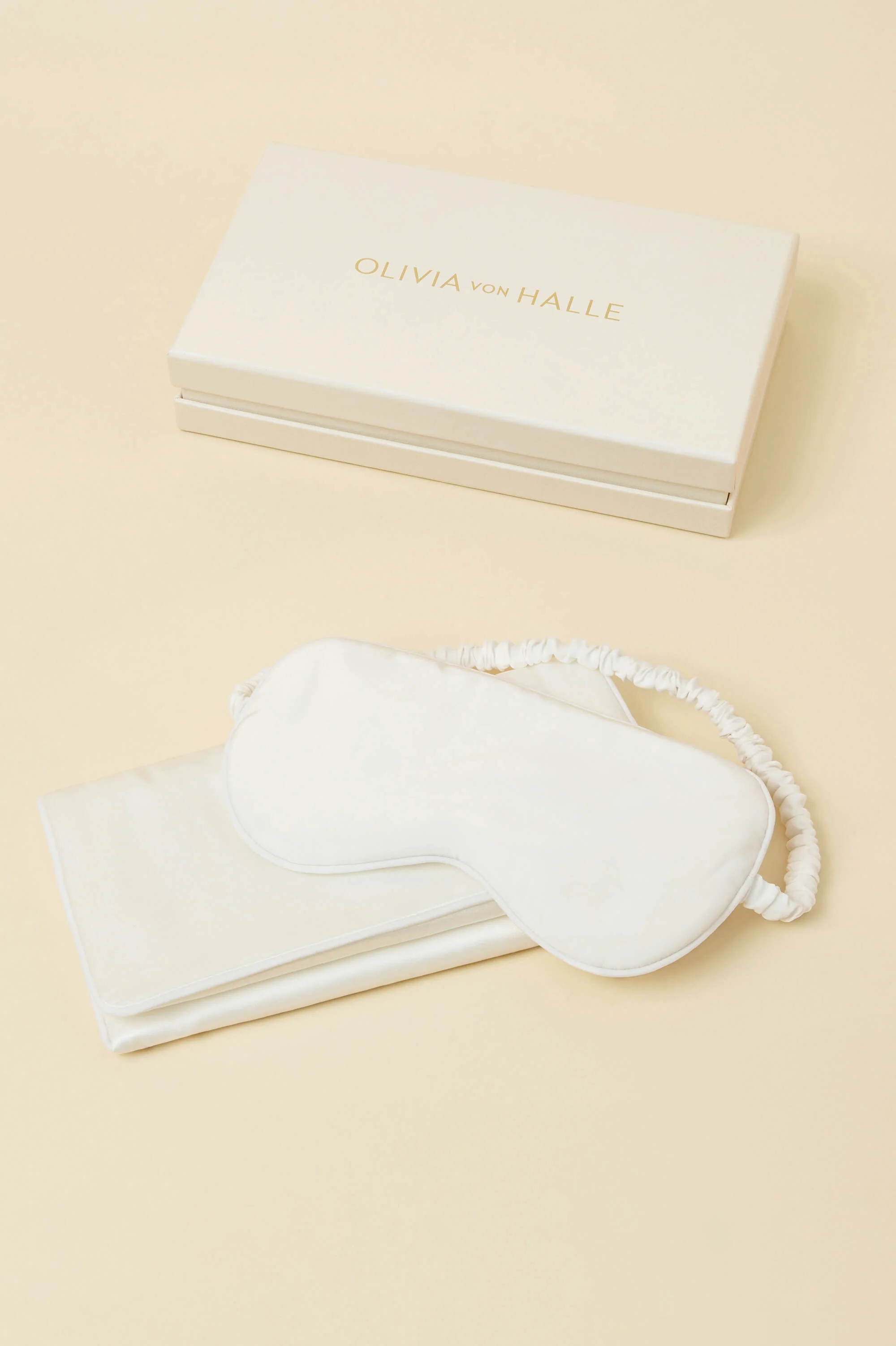 Audrey Ivory Eye Mask in Silk Satin