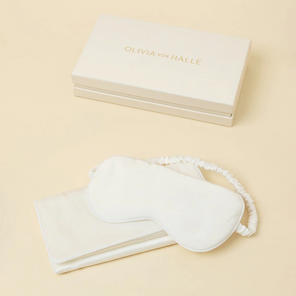 Audrey Ivory Eye Mask in Silk Satin - Image 2