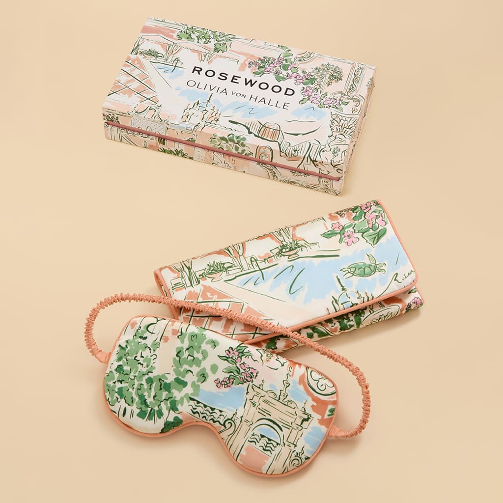 Audrey Mansion Peach Landscape Eye Mask in Silk Satin - Image 2