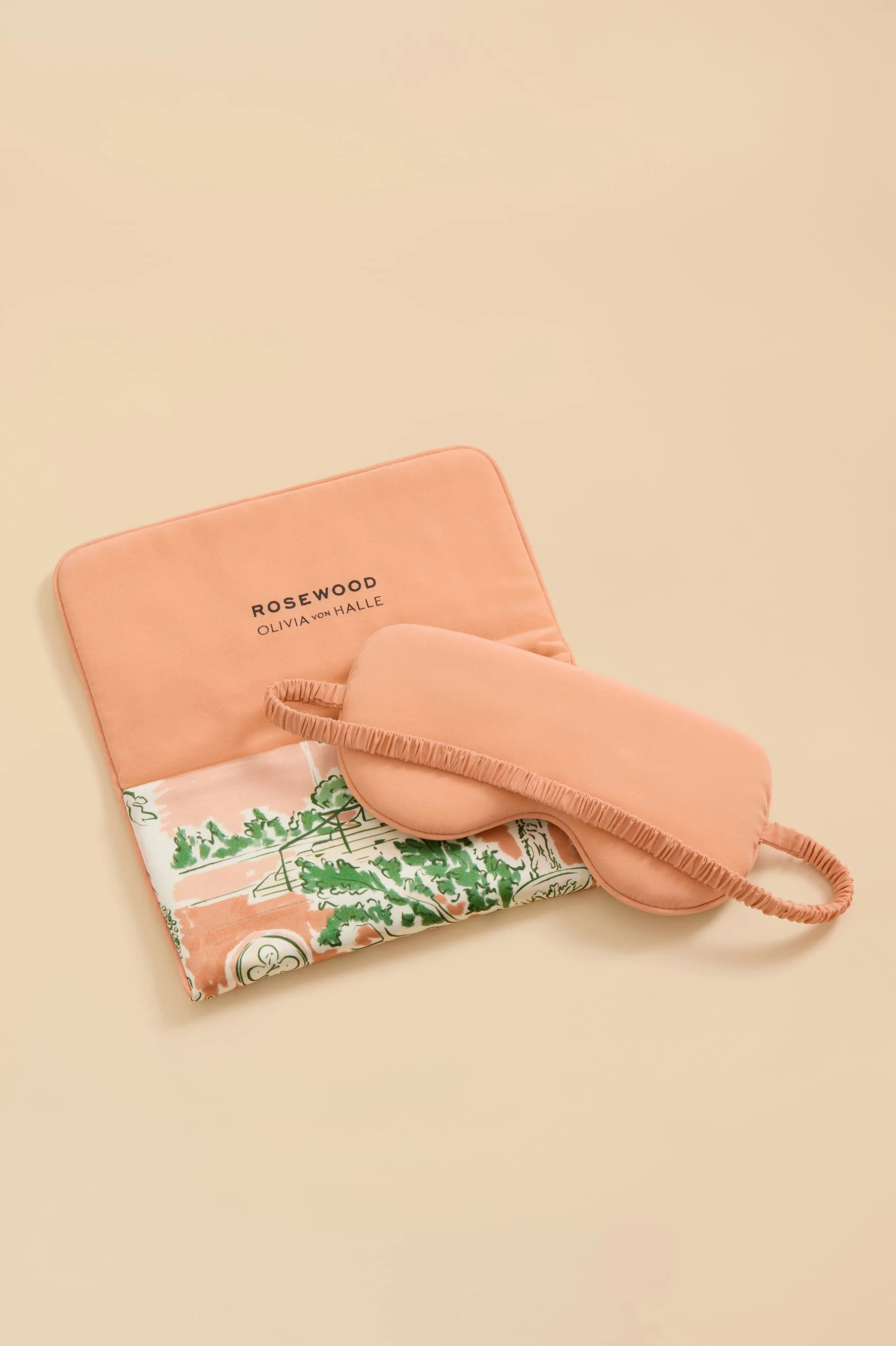 Audrey Mansion Peach Landscape Eye Mask in Silk Satin - Image 3