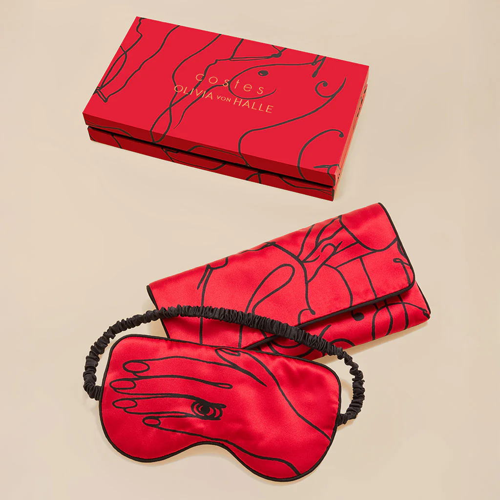 Audrey Costes Red Figures Eye Mask in Silk Satin - Image 2