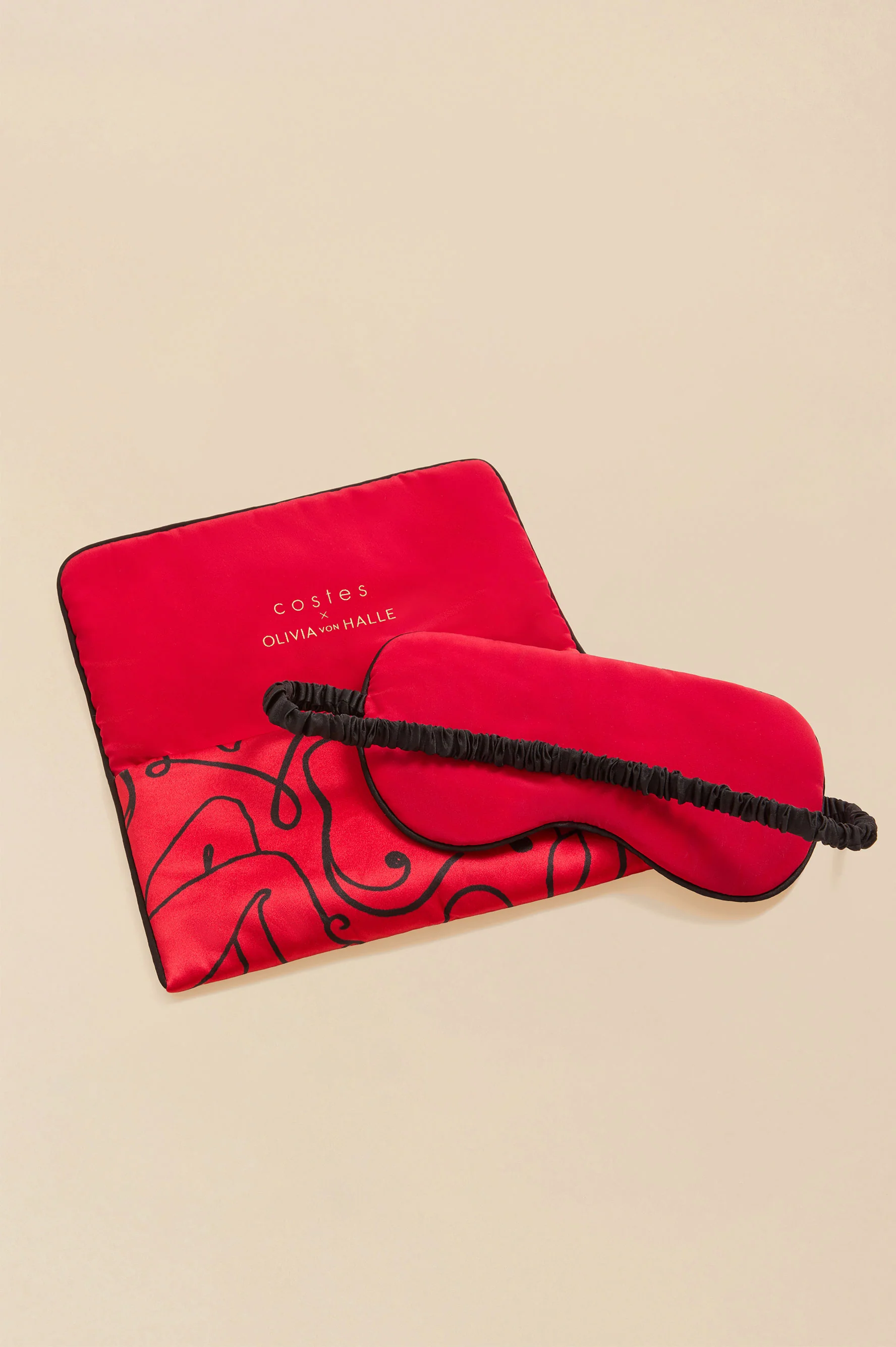 Audrey Costes Red Figures Eye Mask in Silk Satin - Image 3