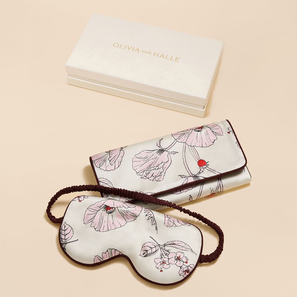 Audrey Rosalia Ivory Floral Eye Mask in Silk Satin - Image 2