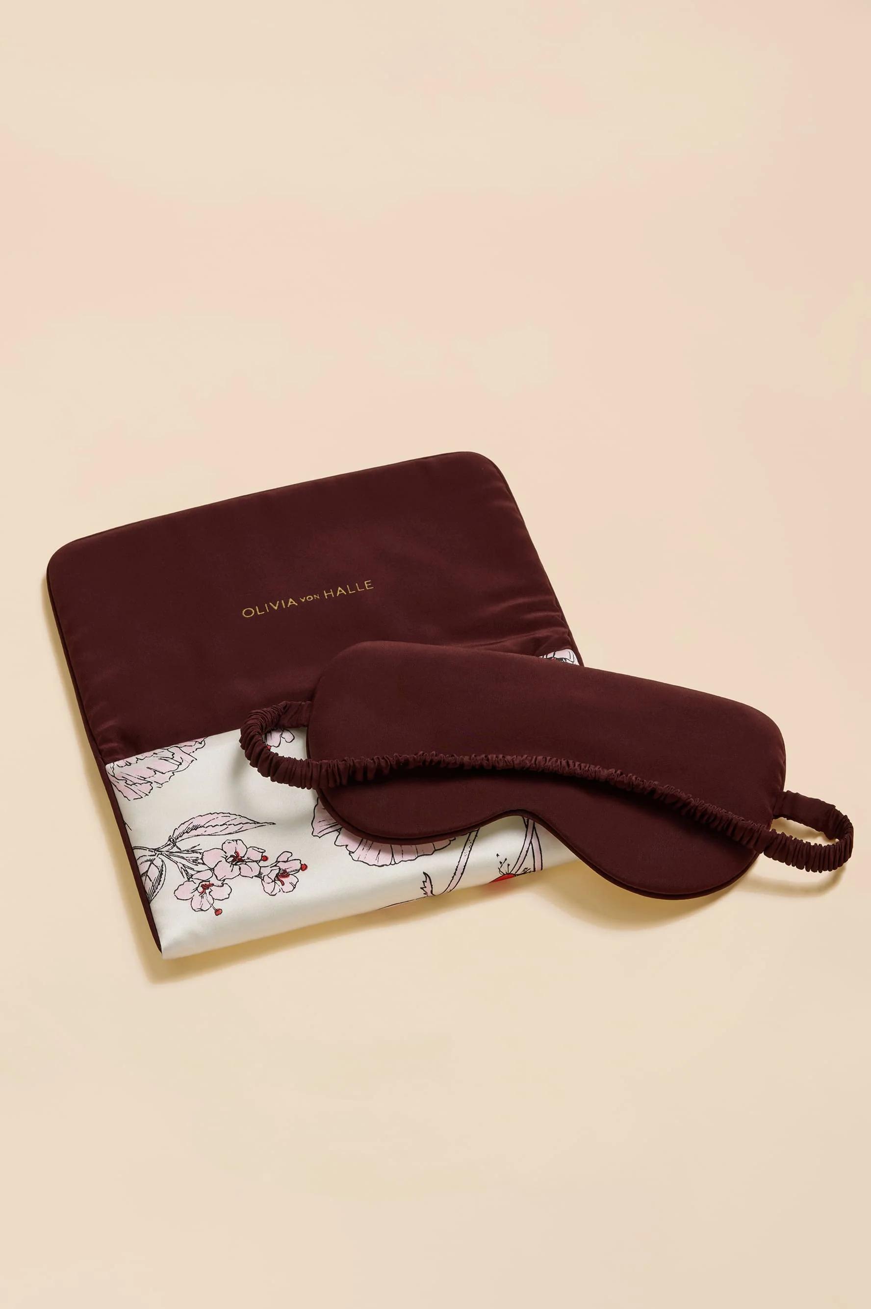Audrey Rosalia Ivory Floral Eye Mask in Silk Satin - Image 3