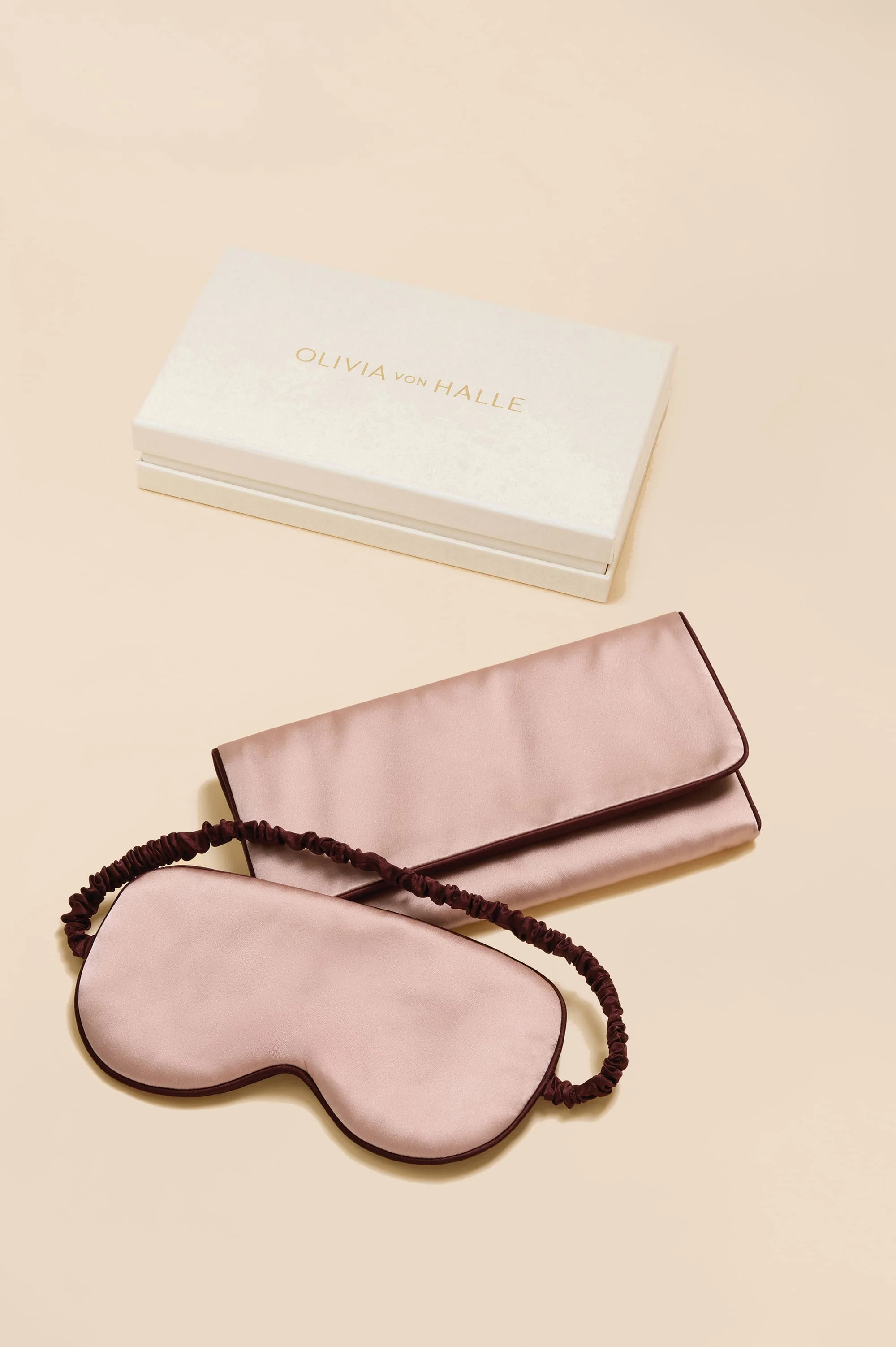 Audrey Rose Pink Eye Mask in Silk Satin