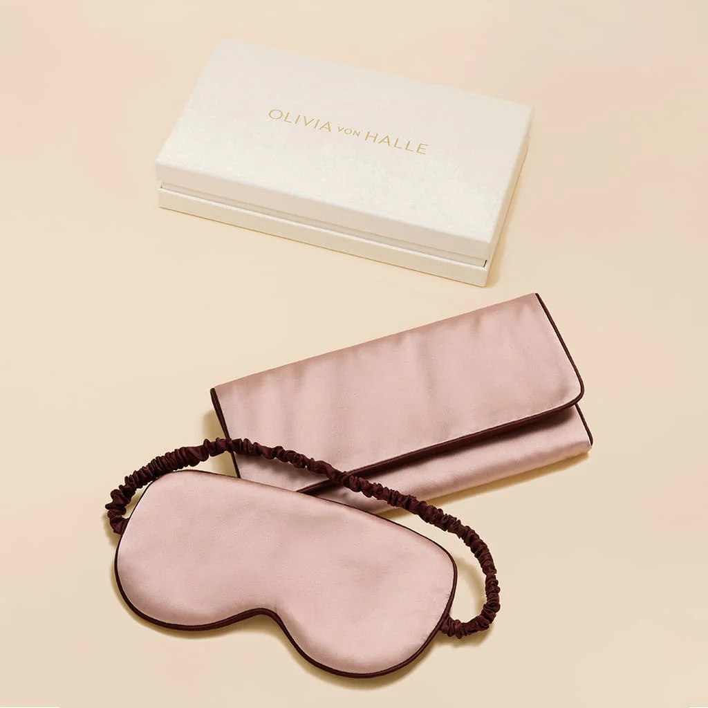 Audrey Rose Pink Eye Mask in Silk Satin - Image 2