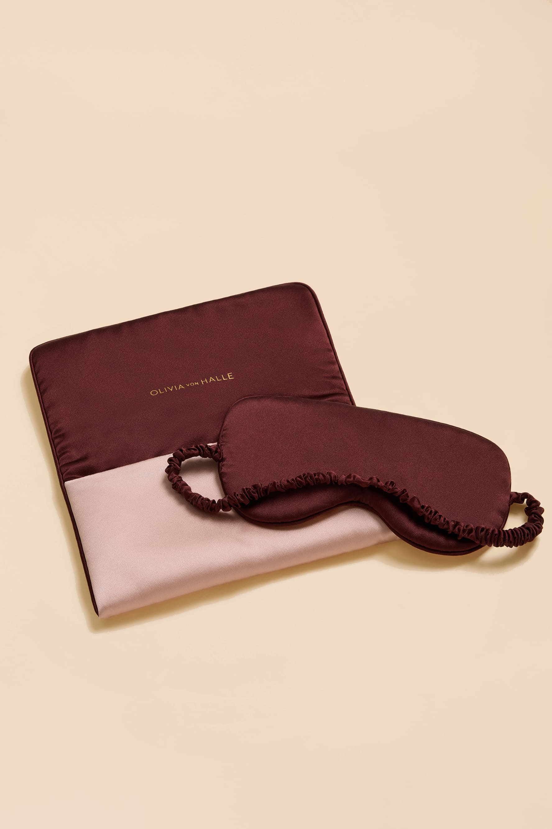 Audrey Rose Pink Eye Mask in Silk Satin - Image 3