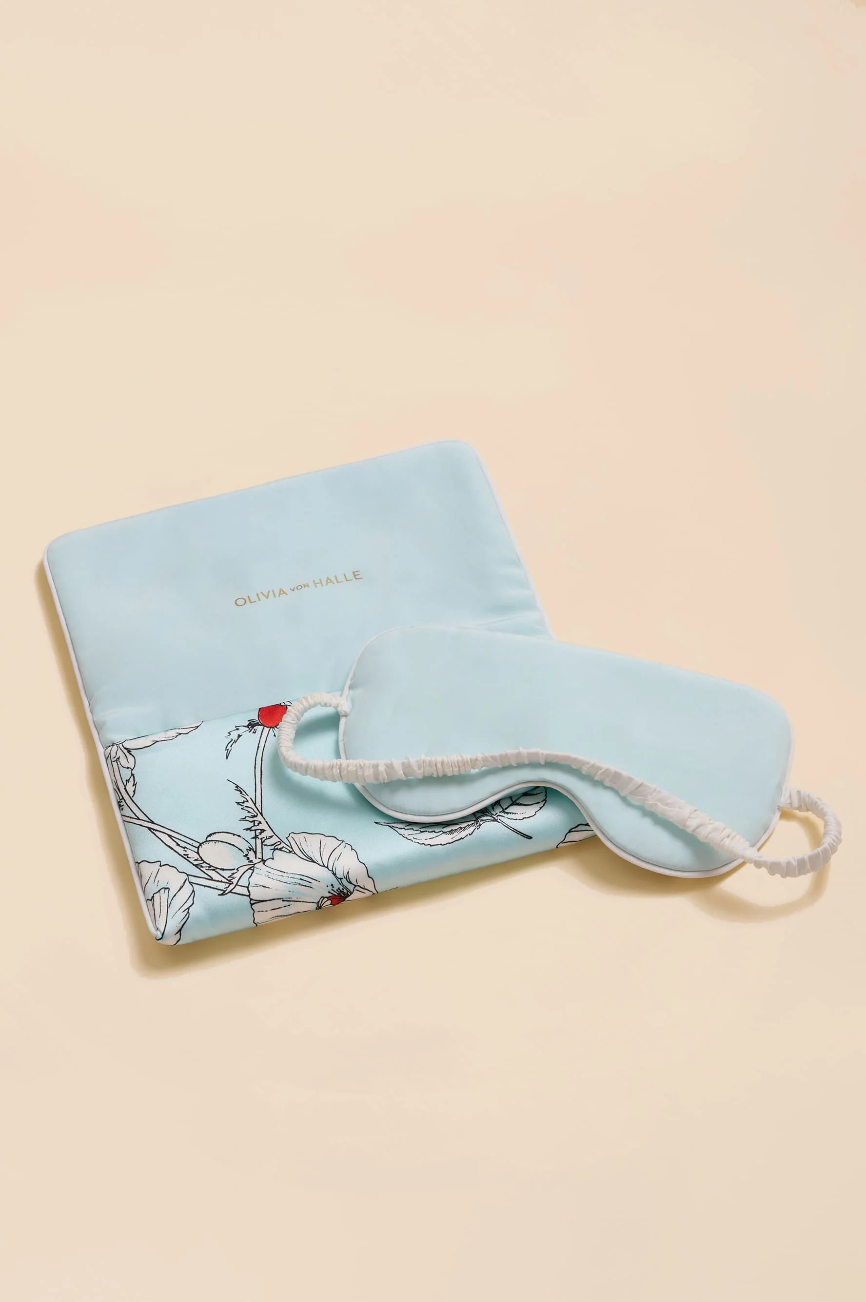 Audrey Serafina Blue Floral Eye Mask in Silk Satin - Image 3