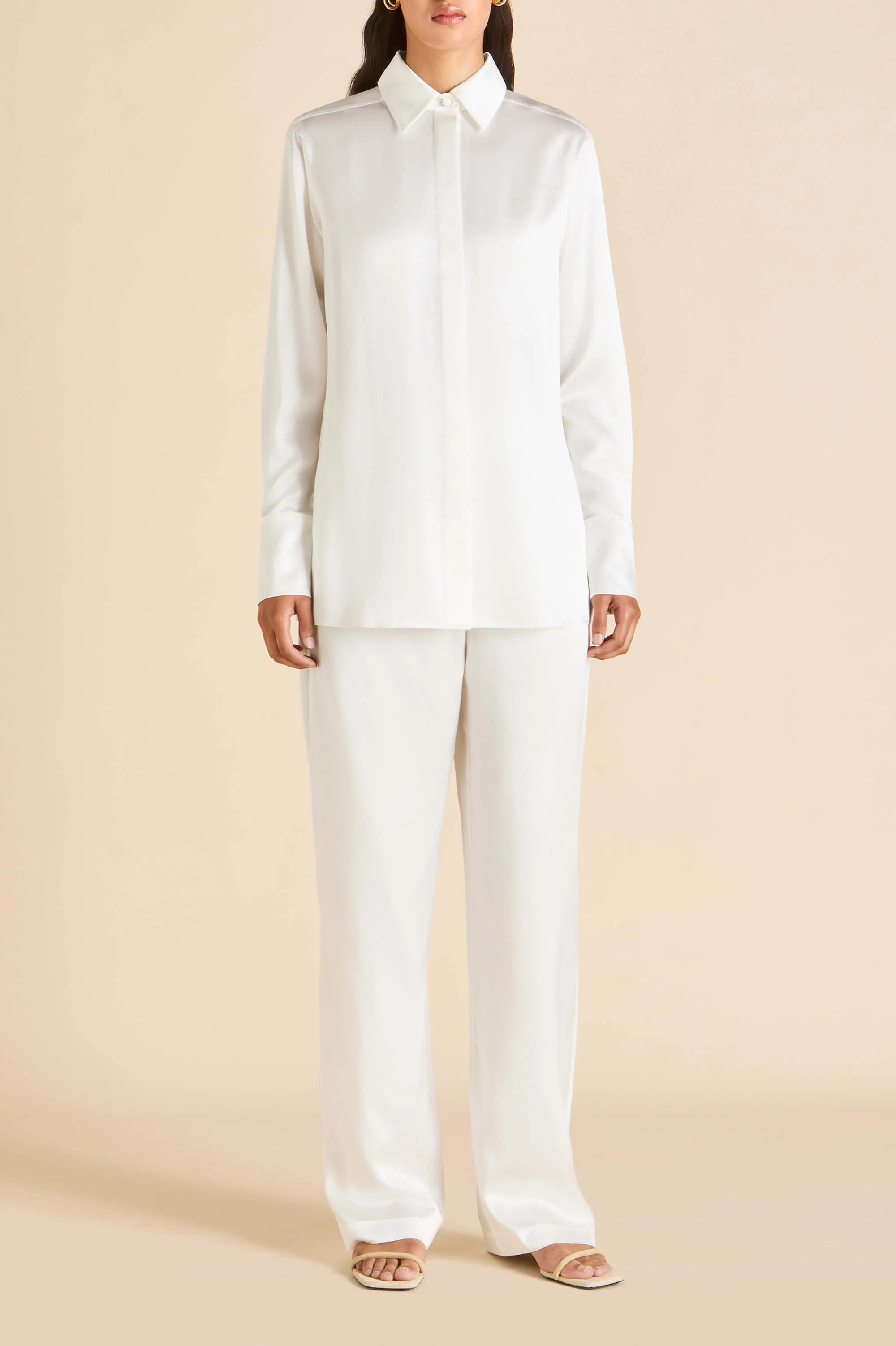 Bacall Ivory Pyjamas in Silk Satin