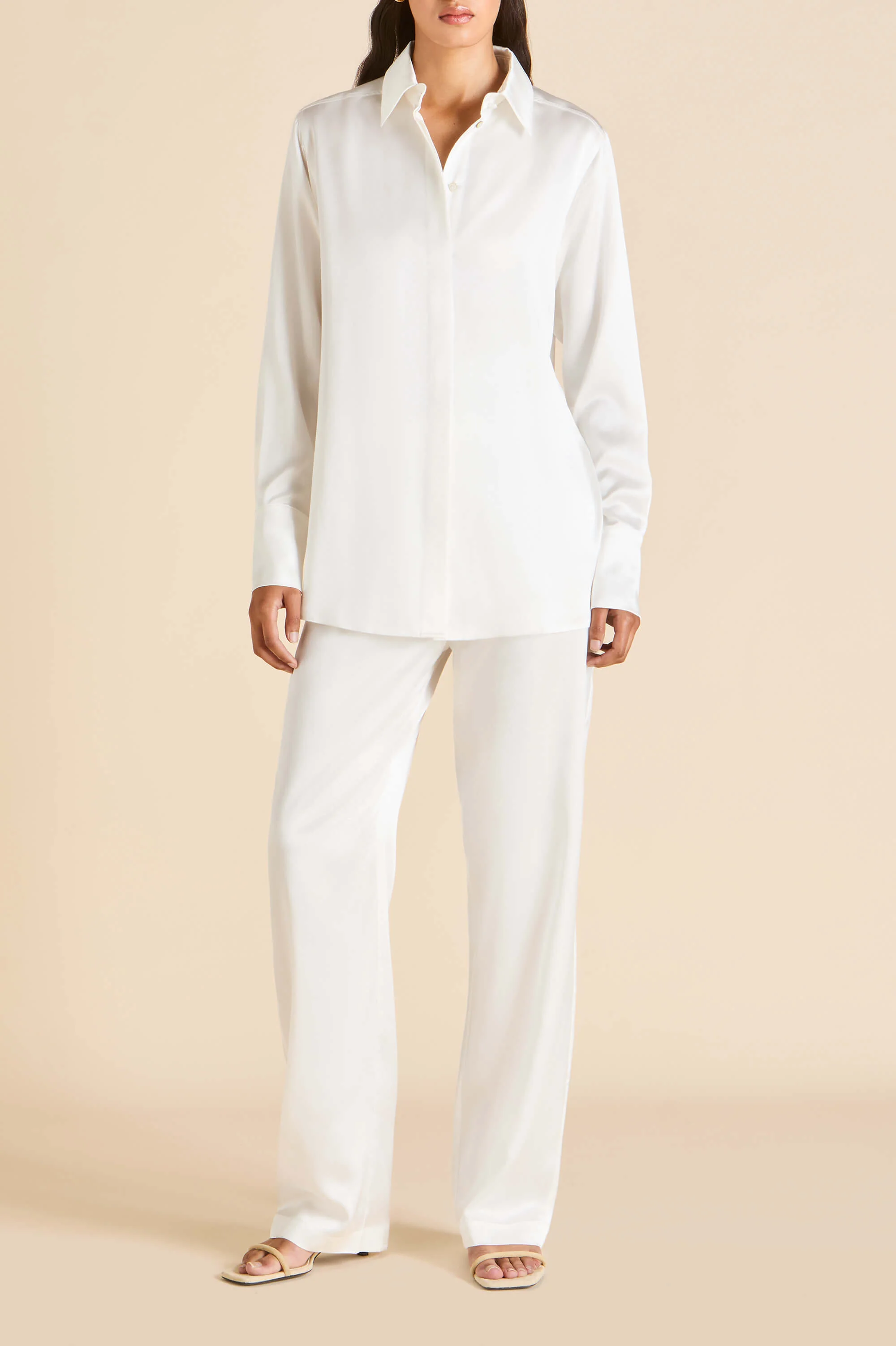 Bacall Ivory Pyjamas in Silk Satin - Image 4