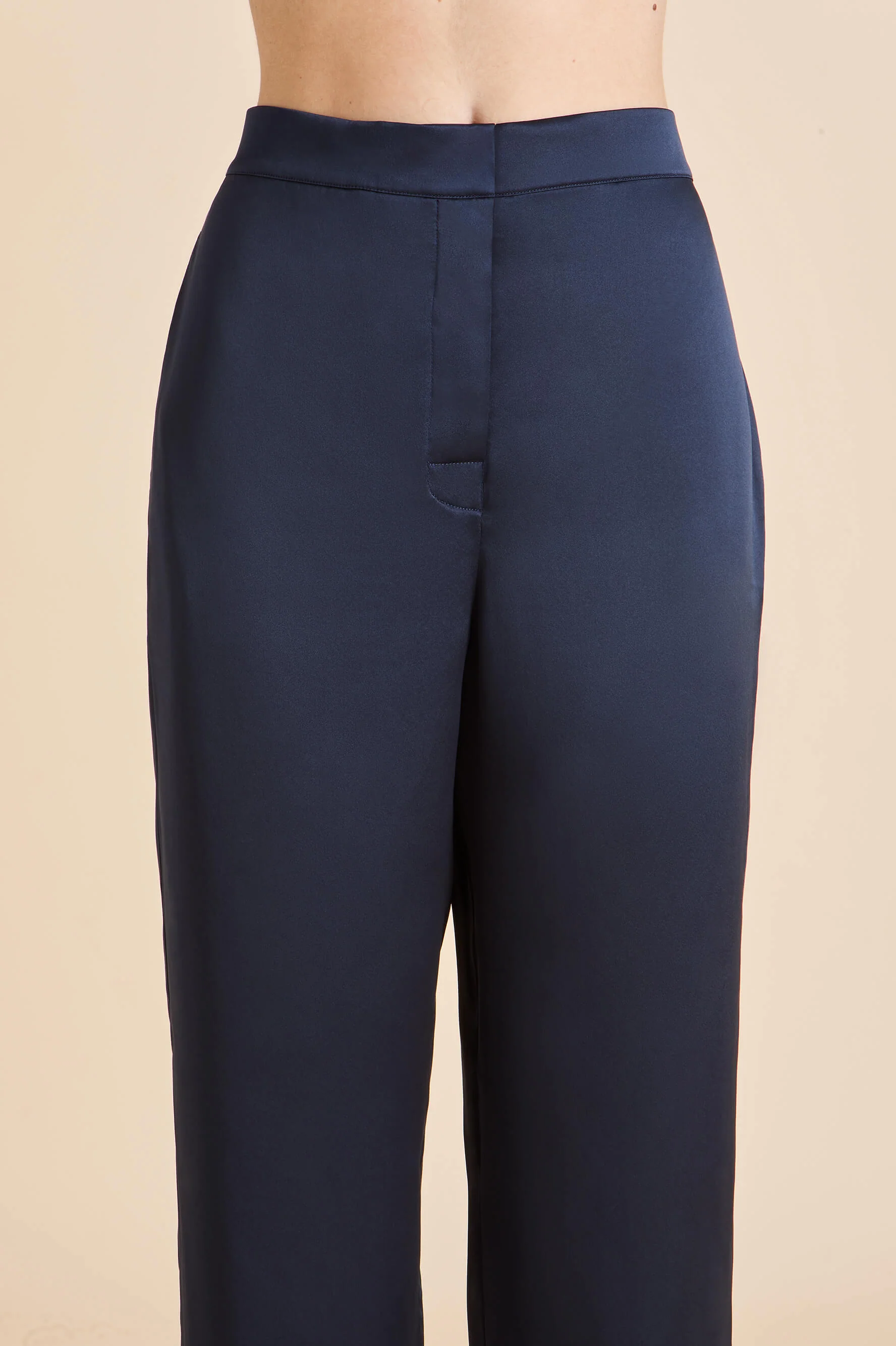 Bacall Navy Pyjamas in Silk Satin - Image 5