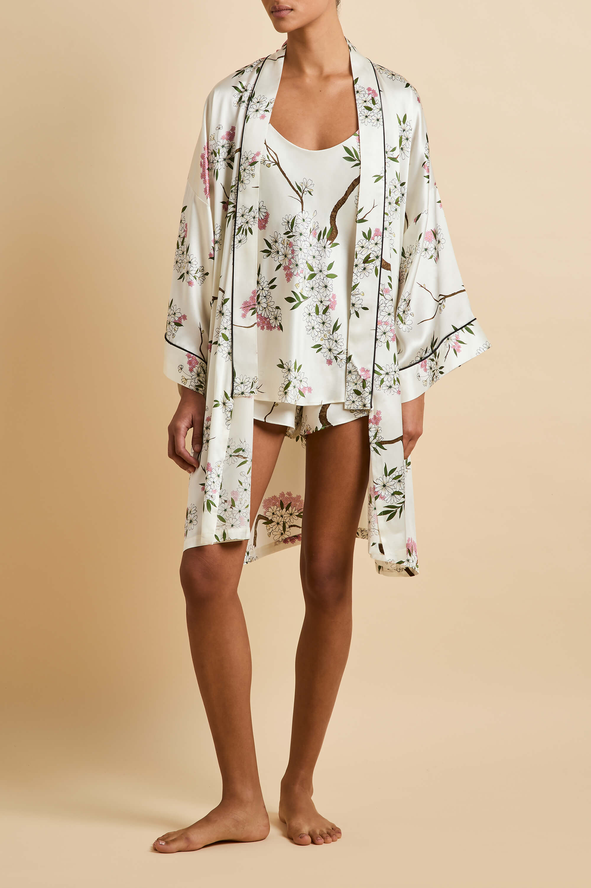 Bella Ana Ivory Blossom Camisole Set in Silk Satin - Image 6