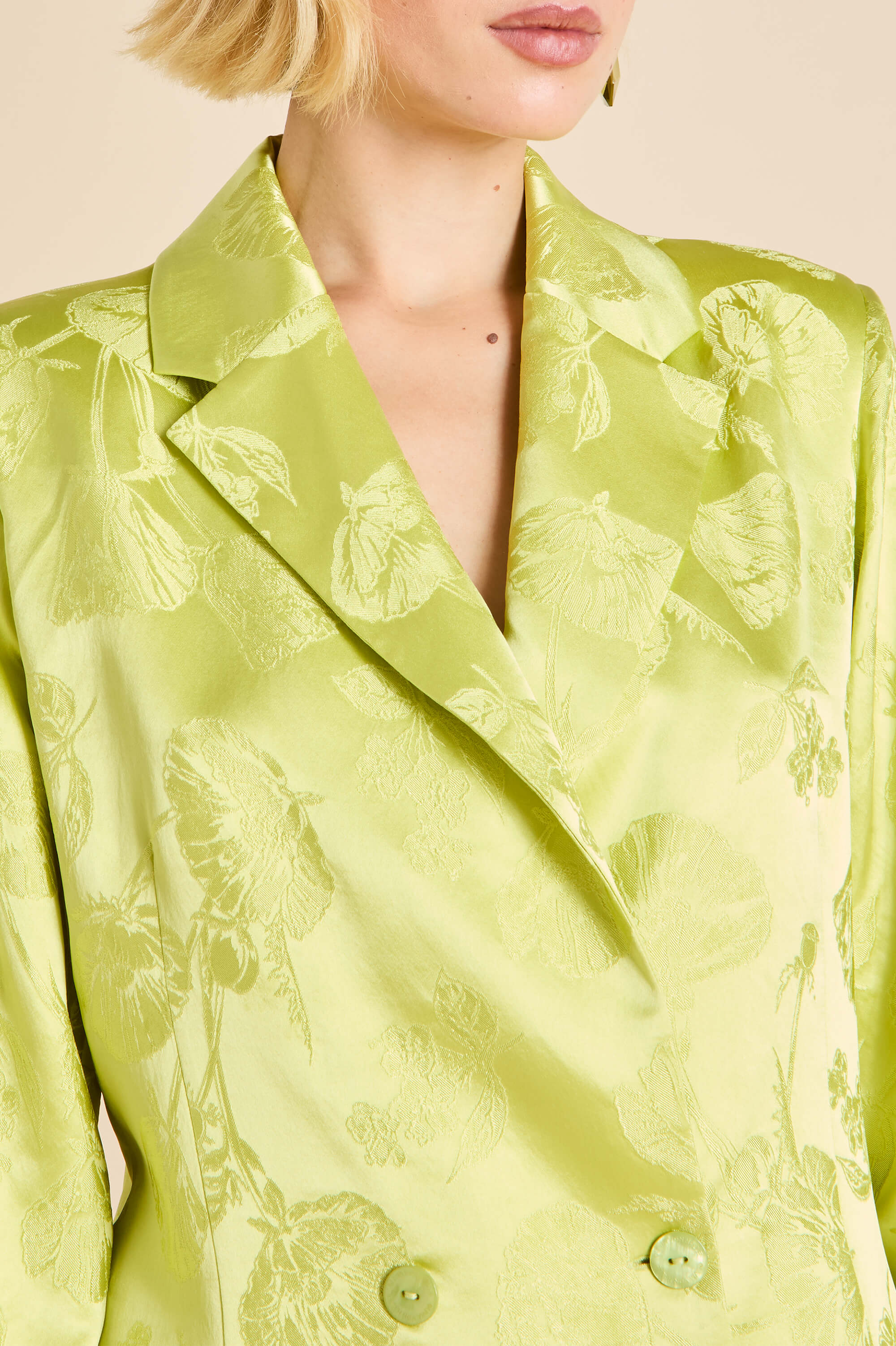 Bianca Ludovica Green Floral Pyjamas in Silk Jacquard - Image 3