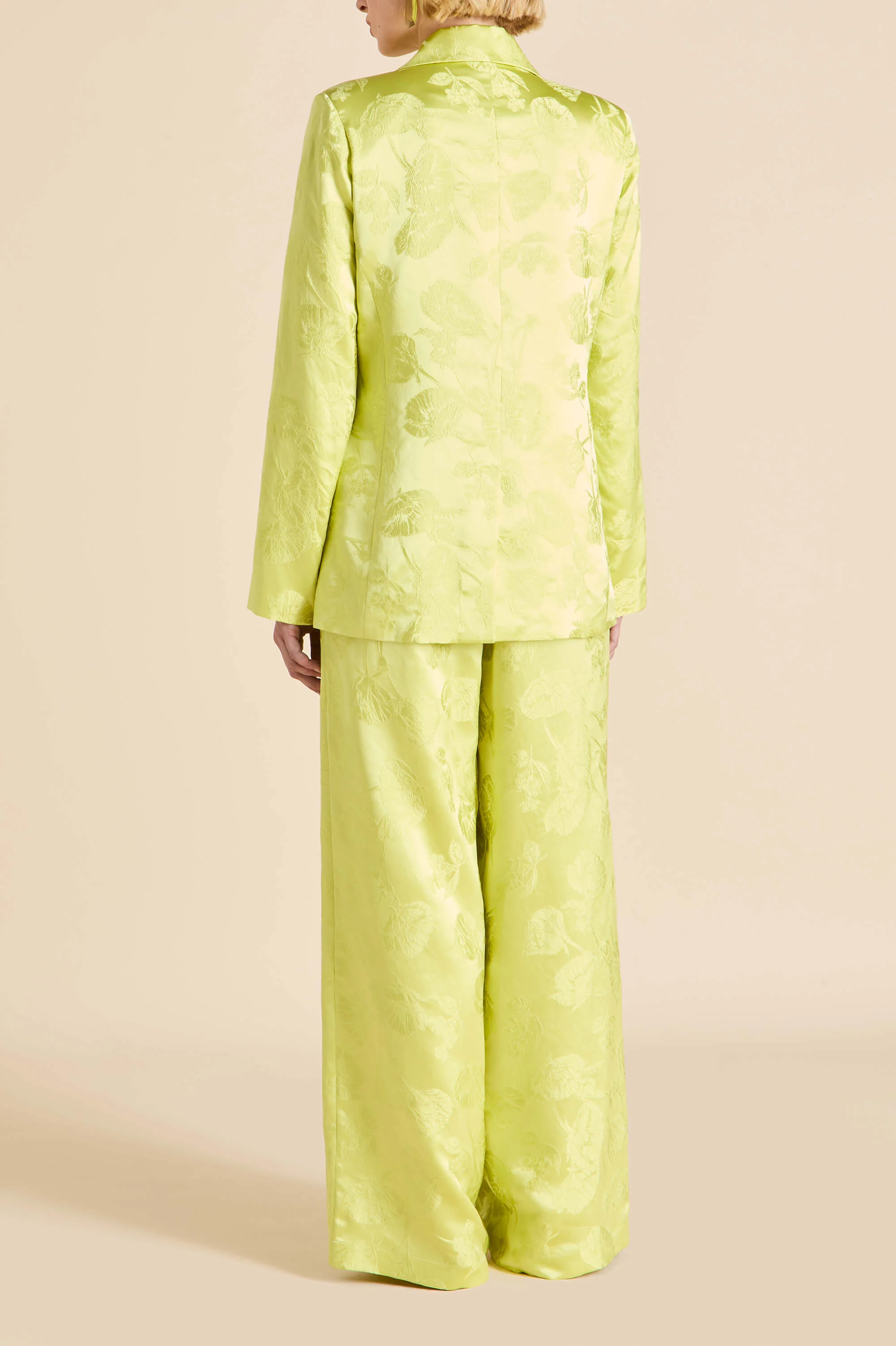 Bianca Ludovica Green Floral Pyjamas in Silk Jacquard - Image 4