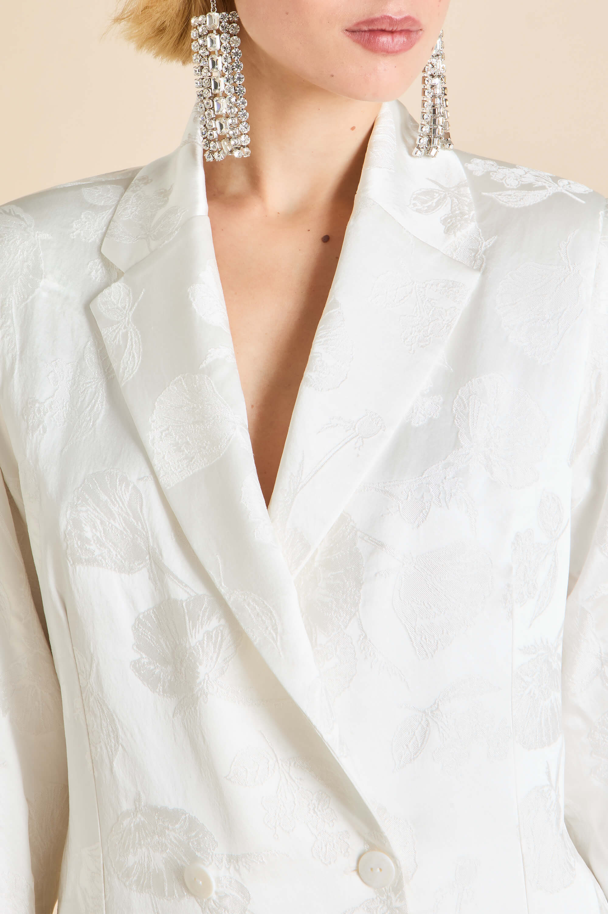 Bianca Liliana Ivory Floral Pyjamas in Silk Jacquard - Image 3