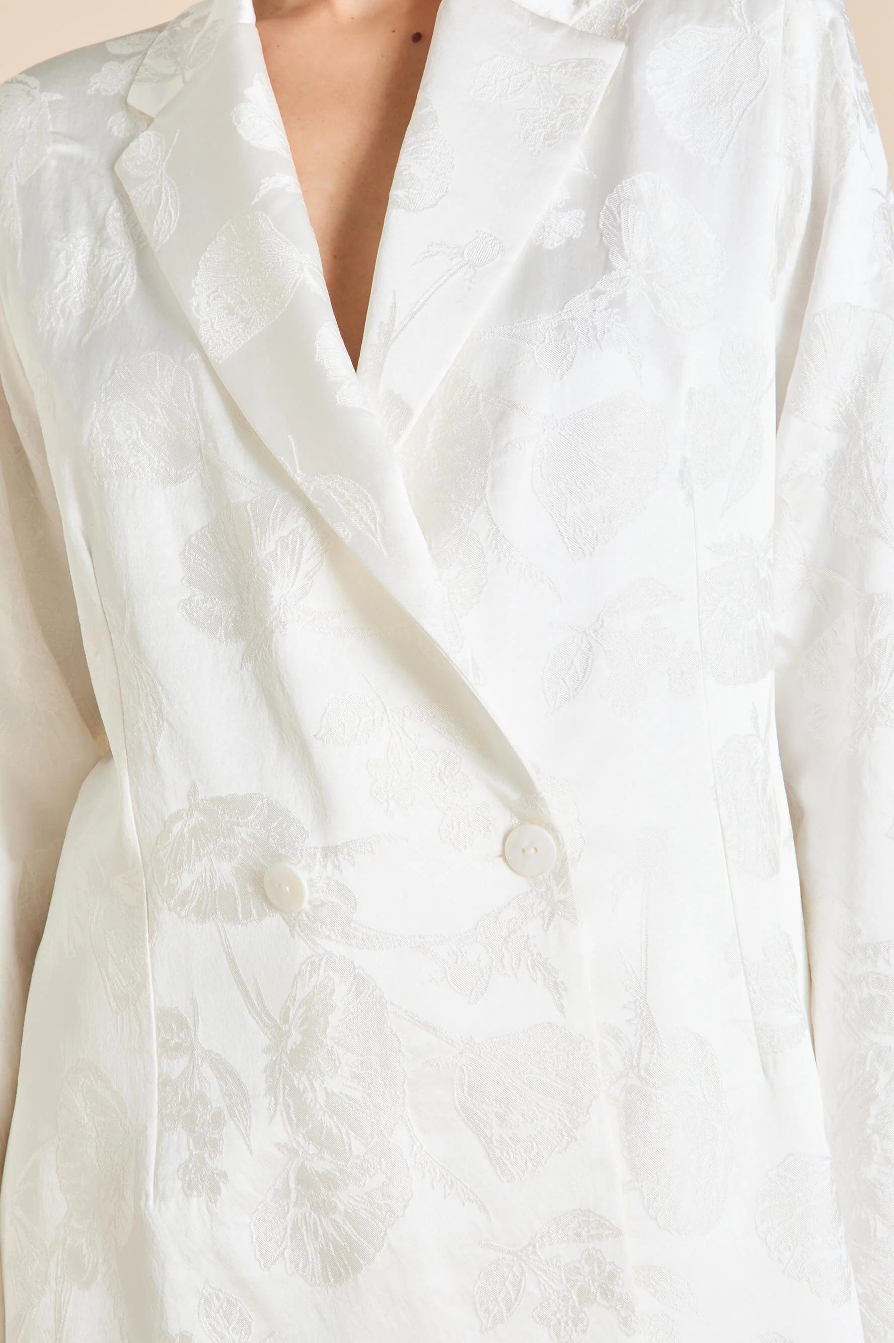 Bianca Liliana Ivory Floral Pyjamas in Silk Jacquard - Image 4