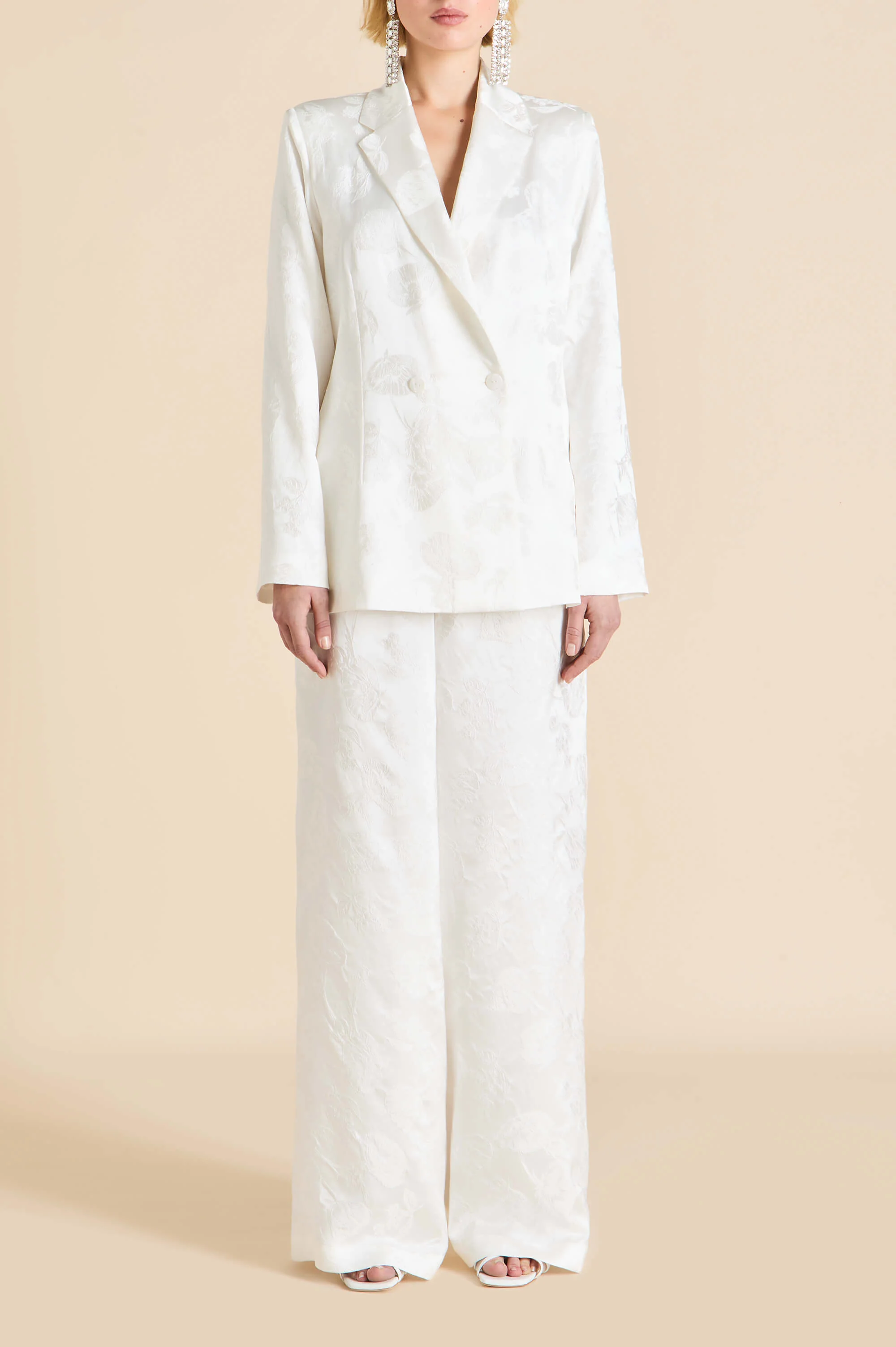 Bianca Liliana Ivory Floral Pyjamas in Silk Jacquard - Image 5