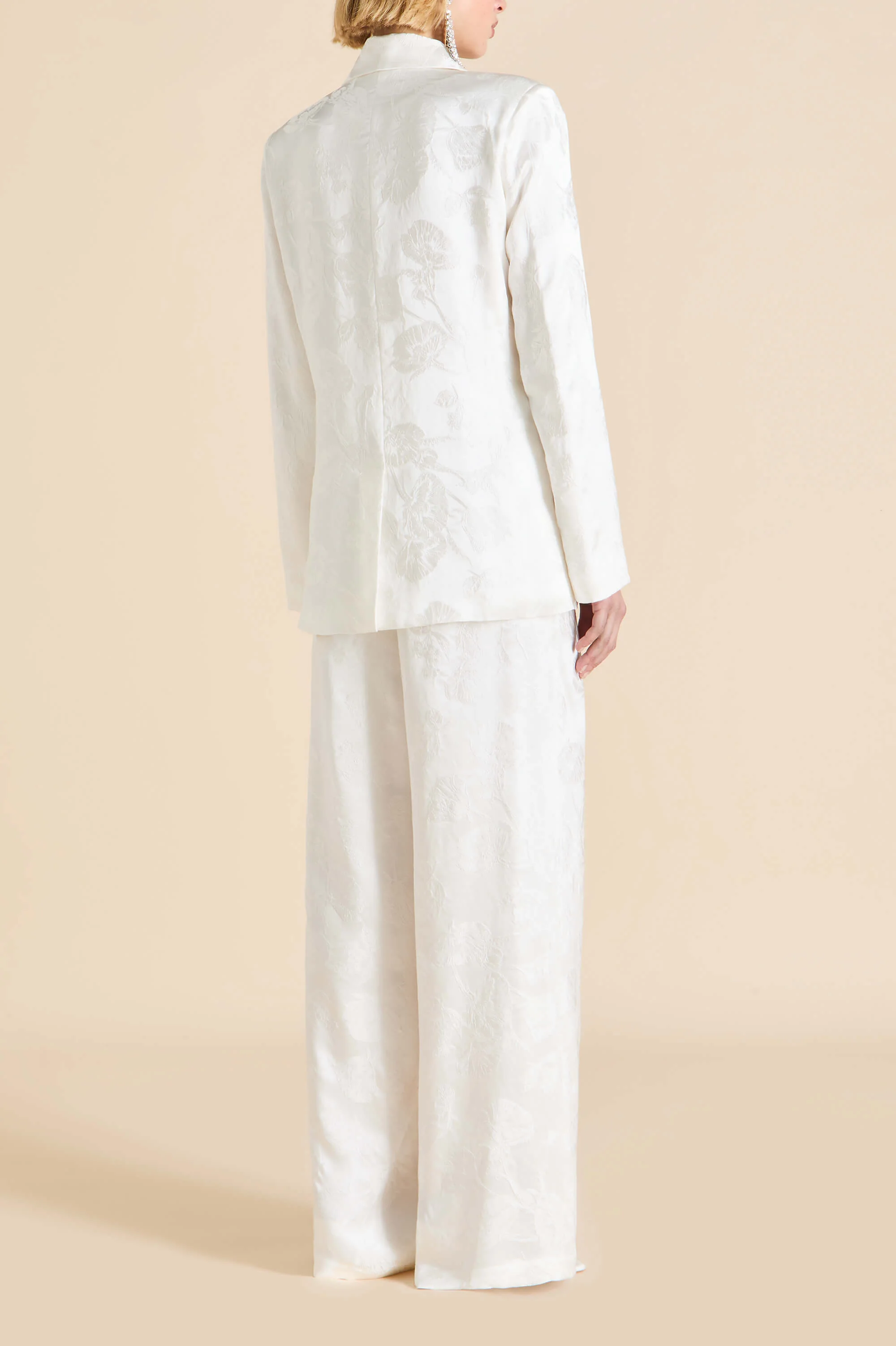Bianca Liliana Ivory Floral Pyjamas in Silk Jacquard - Image 7