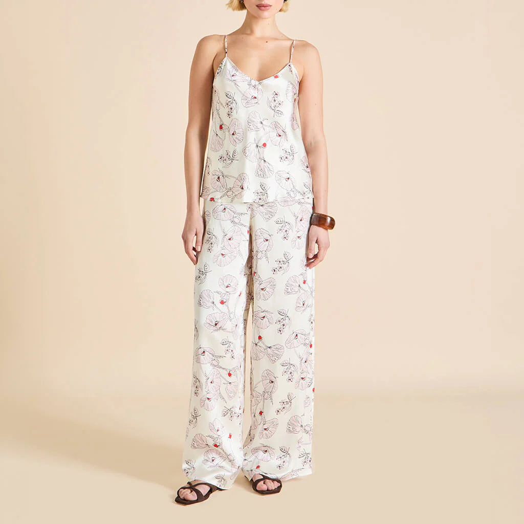 Bliss Rosalia Ivory Floral Camisole Set in Silk Satin - Image 2