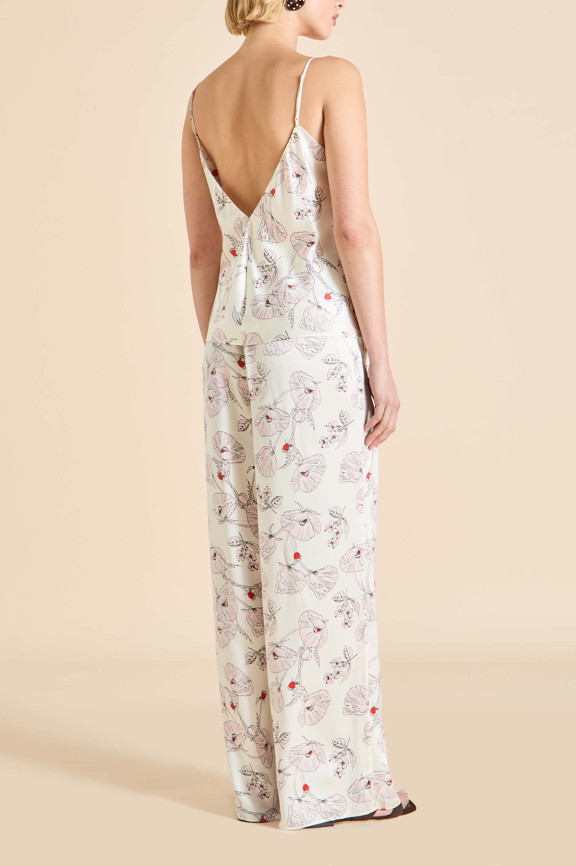 Bliss Rosalia Ivory Floral Camisole Set in Silk Satin - Image 4