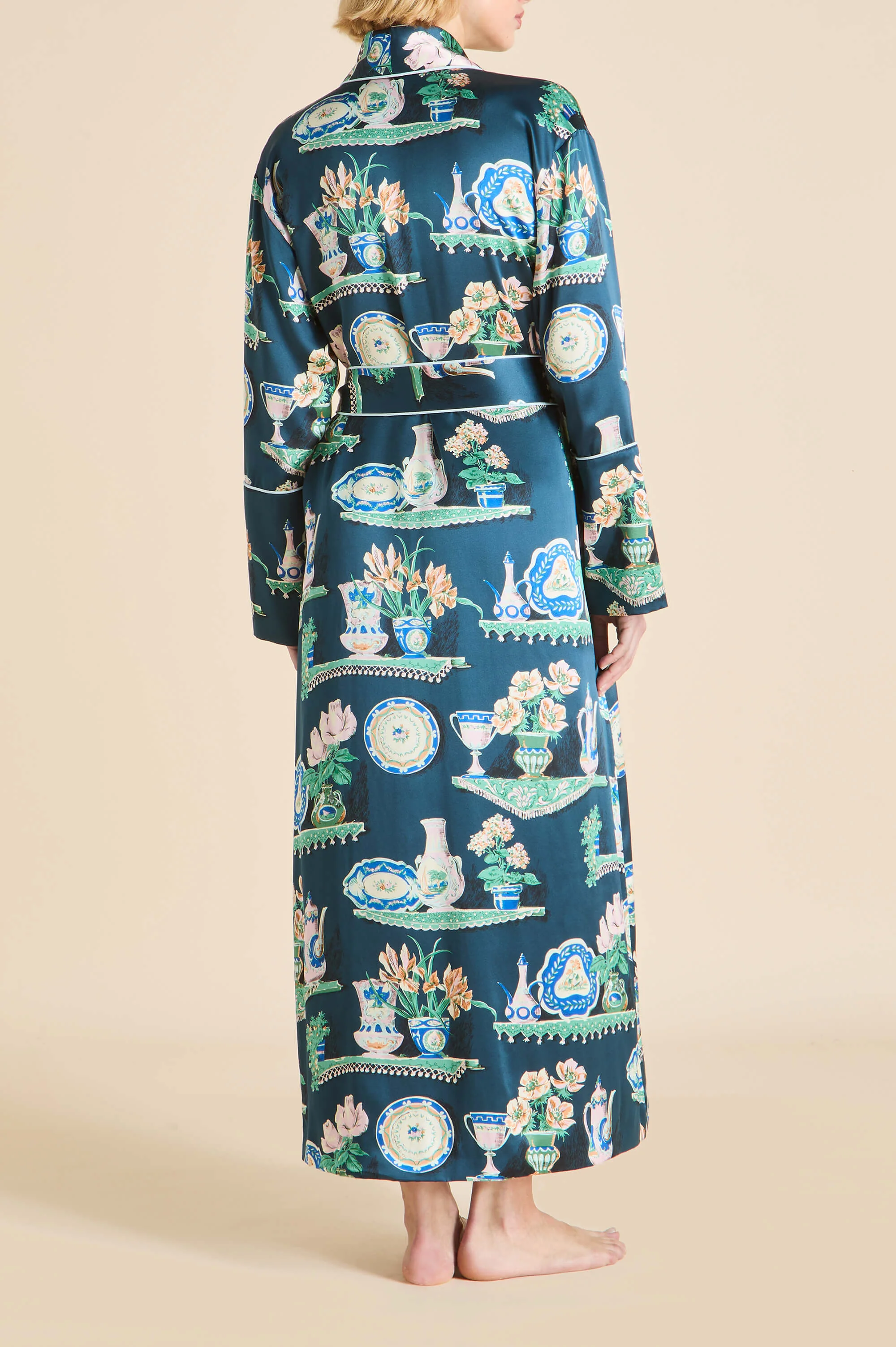 Capability Giotto Blue Plate Robe in Silk Satin - Image 5