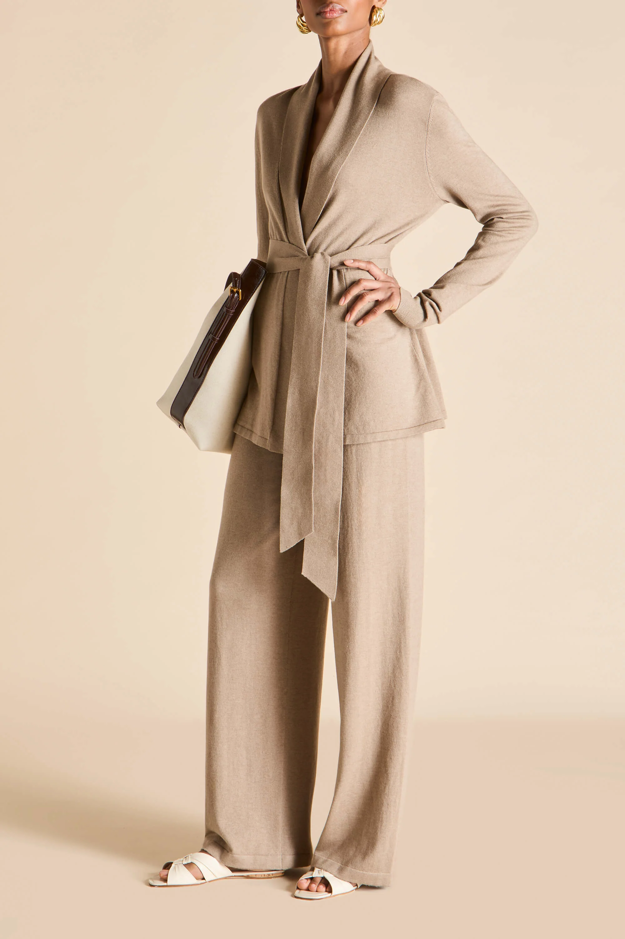 Caro Dallas Beige Knitwear in Silk-Cashmere - Image 3