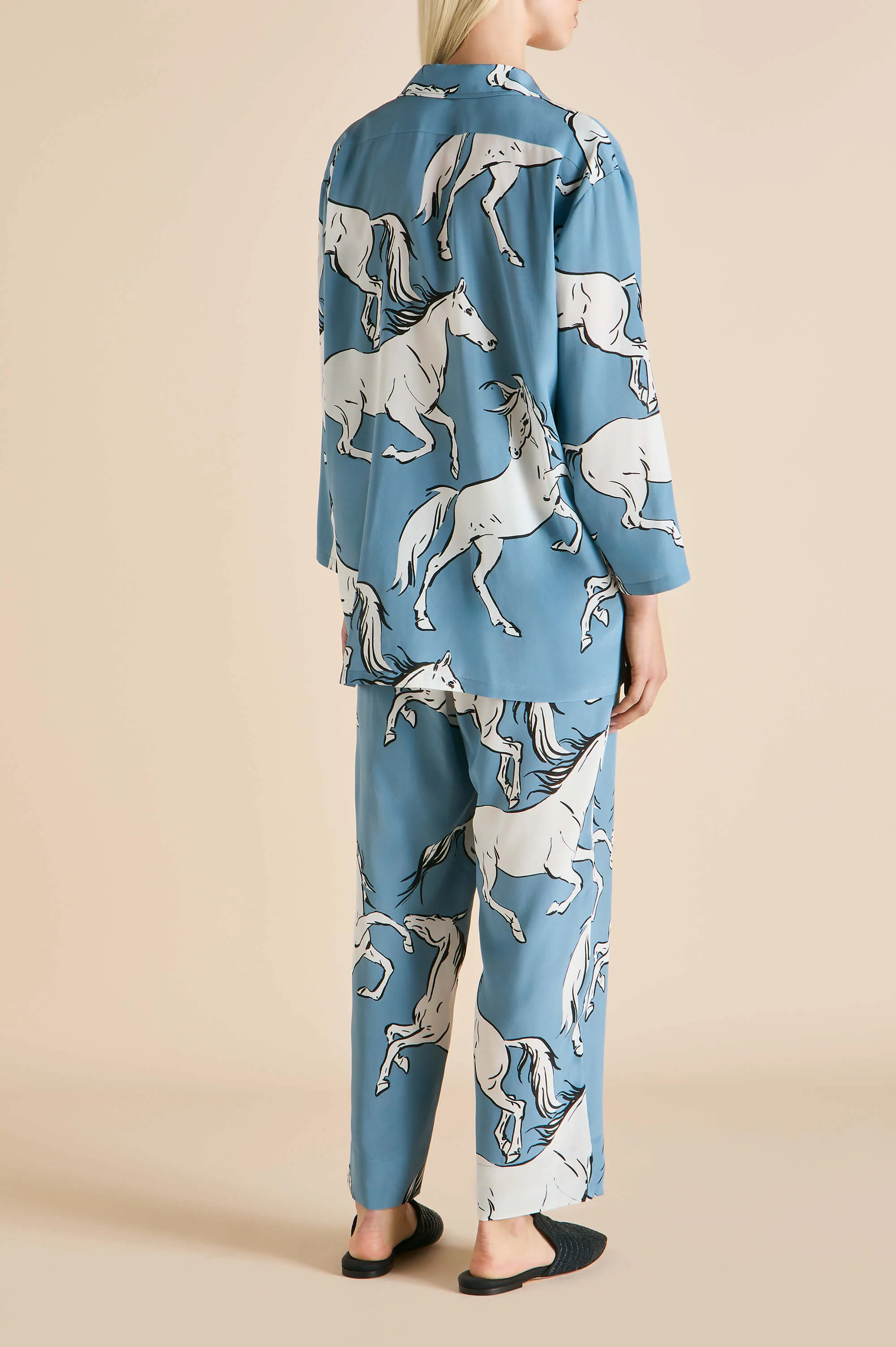 Casablanca Cordelia Blue Horse Pyjamas in Silk Crêpe de Chine - Image 4