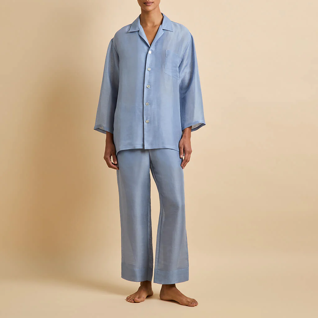 Casablanca Fog Blue Pyjamas in Linen-Silk - Image 2