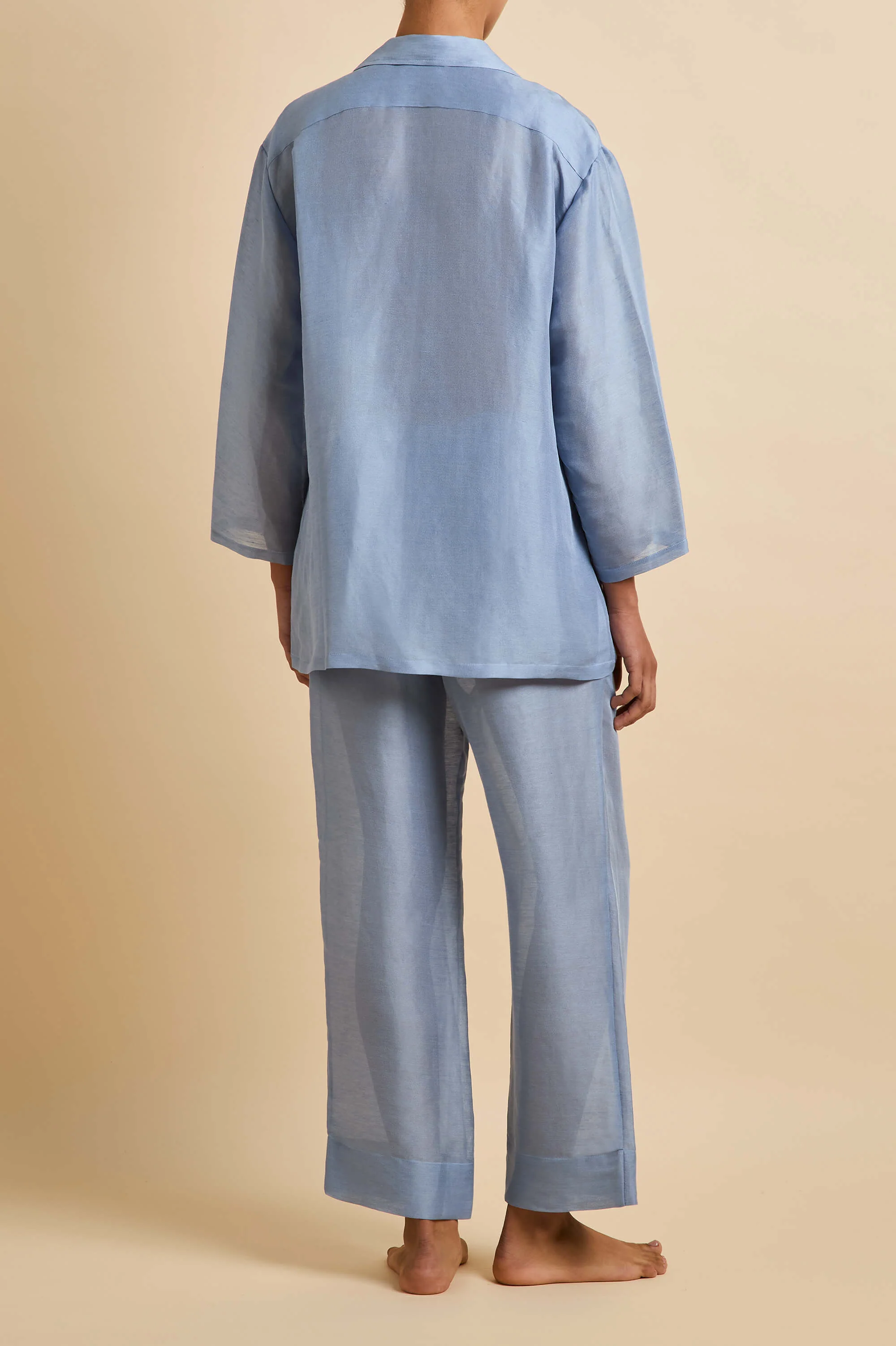 Casablanca Fog Blue Pyjamas in Linen-Silk - Image 3