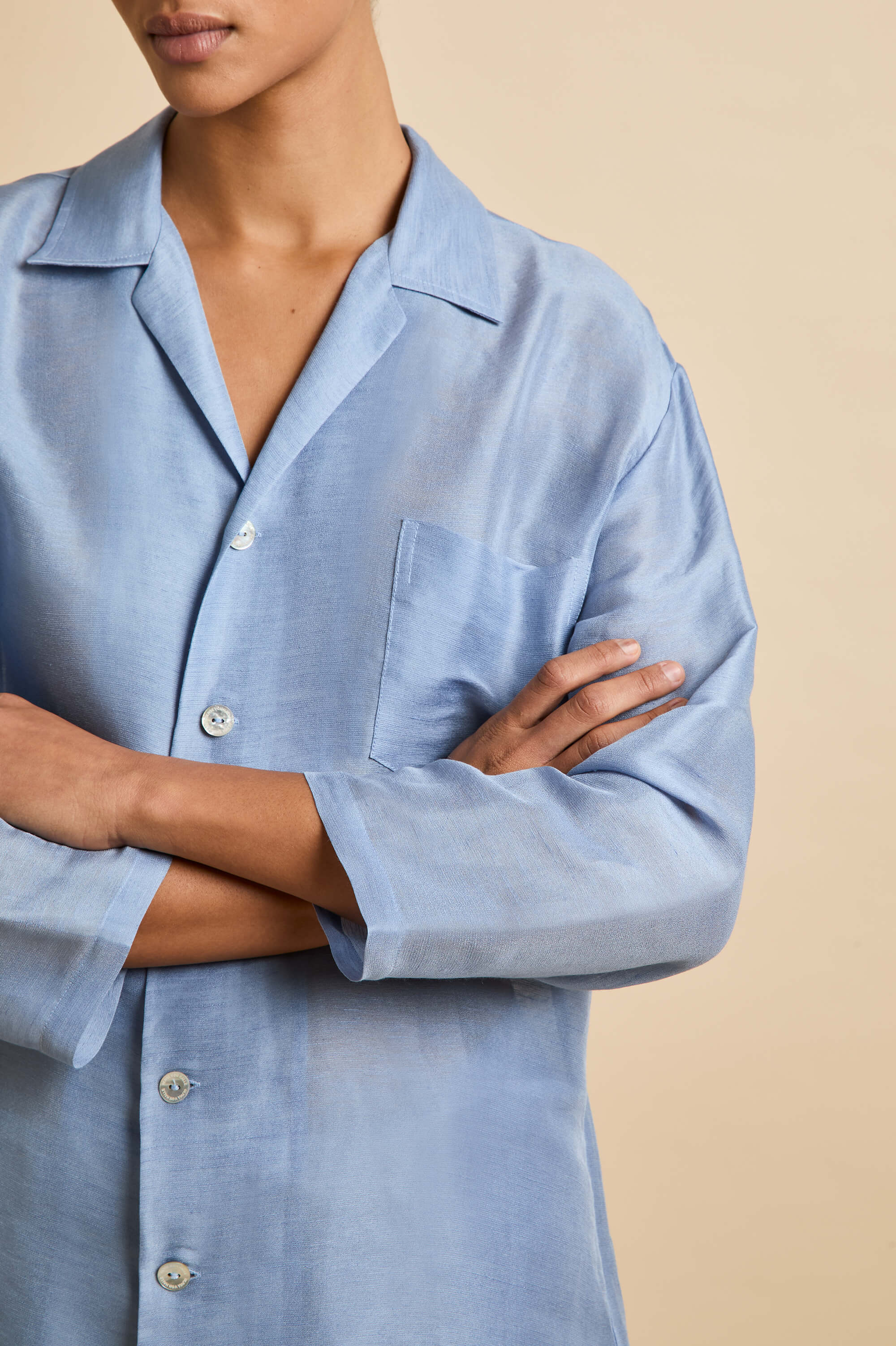 Casablanca Fog Blue Pyjamas in Linen-Silk - Image 5