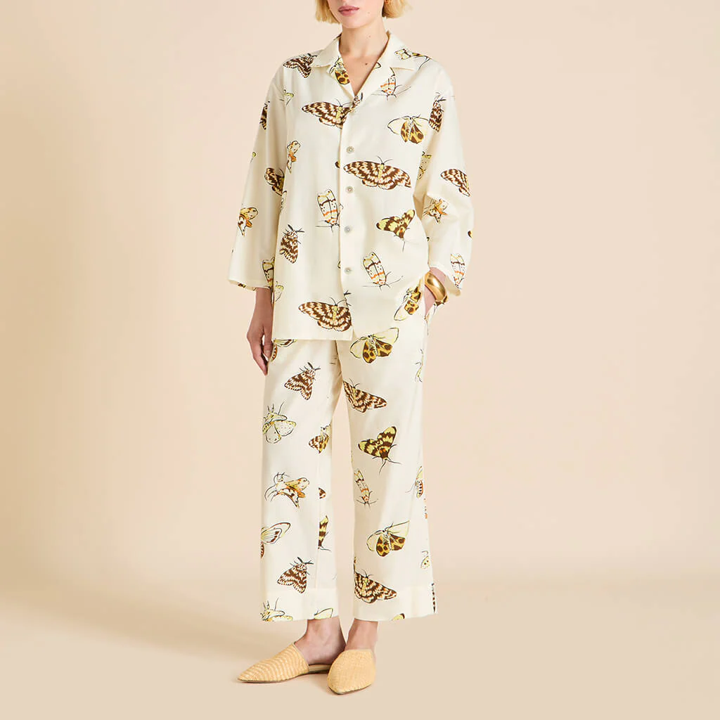 Casablanca Opaline Cream Moth Pyjamas in Cotton-Silk - Image 2