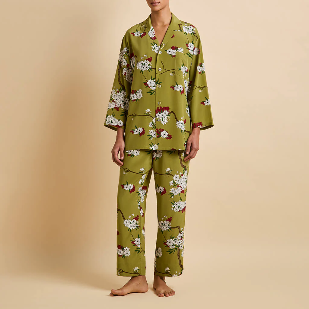 Casablanca Cecille Green Blossom Pyjamas in Silk Crêpe de Chine - Image 2